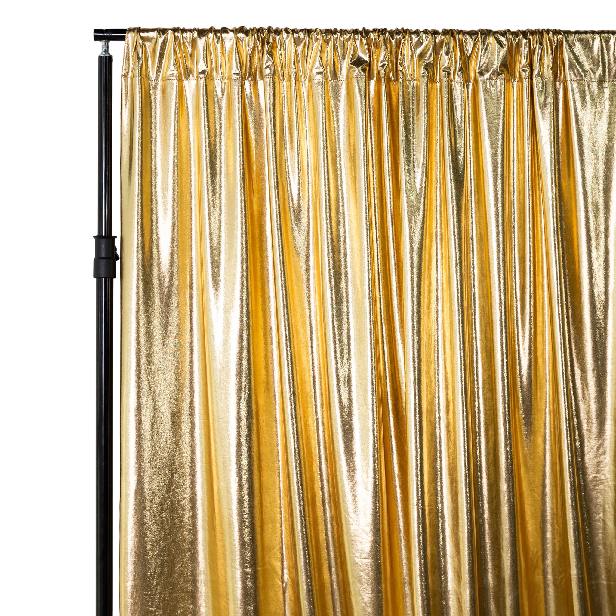 Metallic Gold Spandex Drape Curtain – 12ft x 60" Wrinkle-Free Backdrop Panel