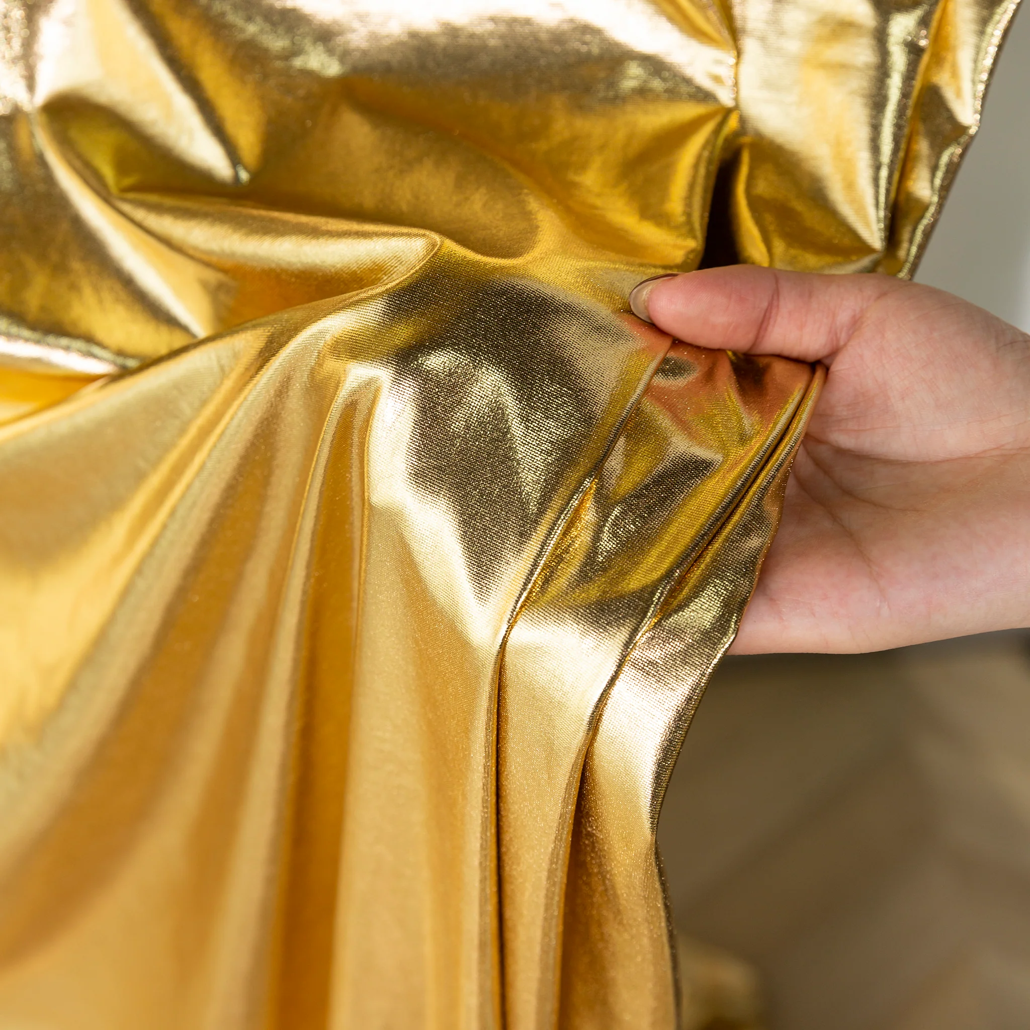 Metallic Gold Spandex Drape Curtain – 12ft x 60" Wrinkle-Free Backdrop Panel - Image 3