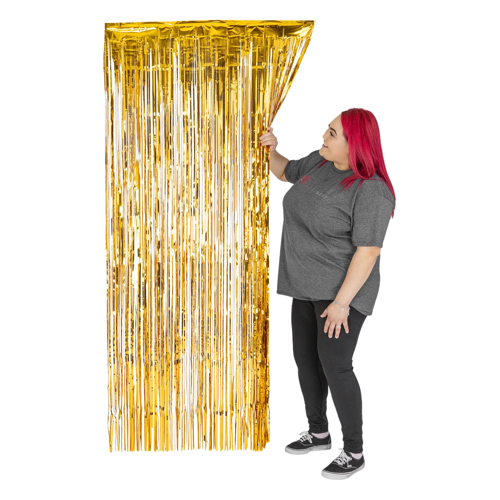 Gold Metallic Foil Fringe Backdrop Curtain 6.5 ft - Image 5
