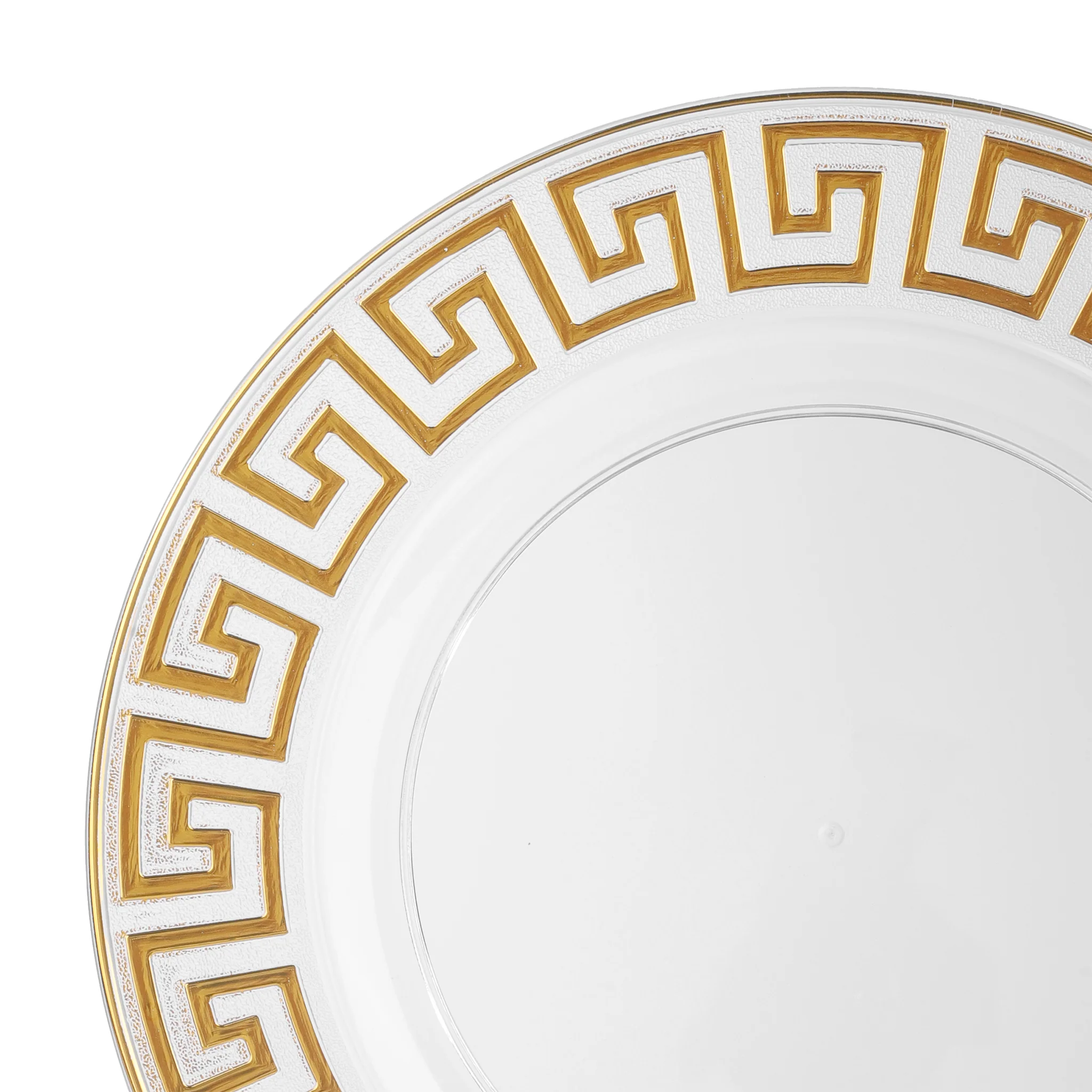 8 pc/set Greek Key Acrylic Charger Plate - Clear Gold Trim - Image 4