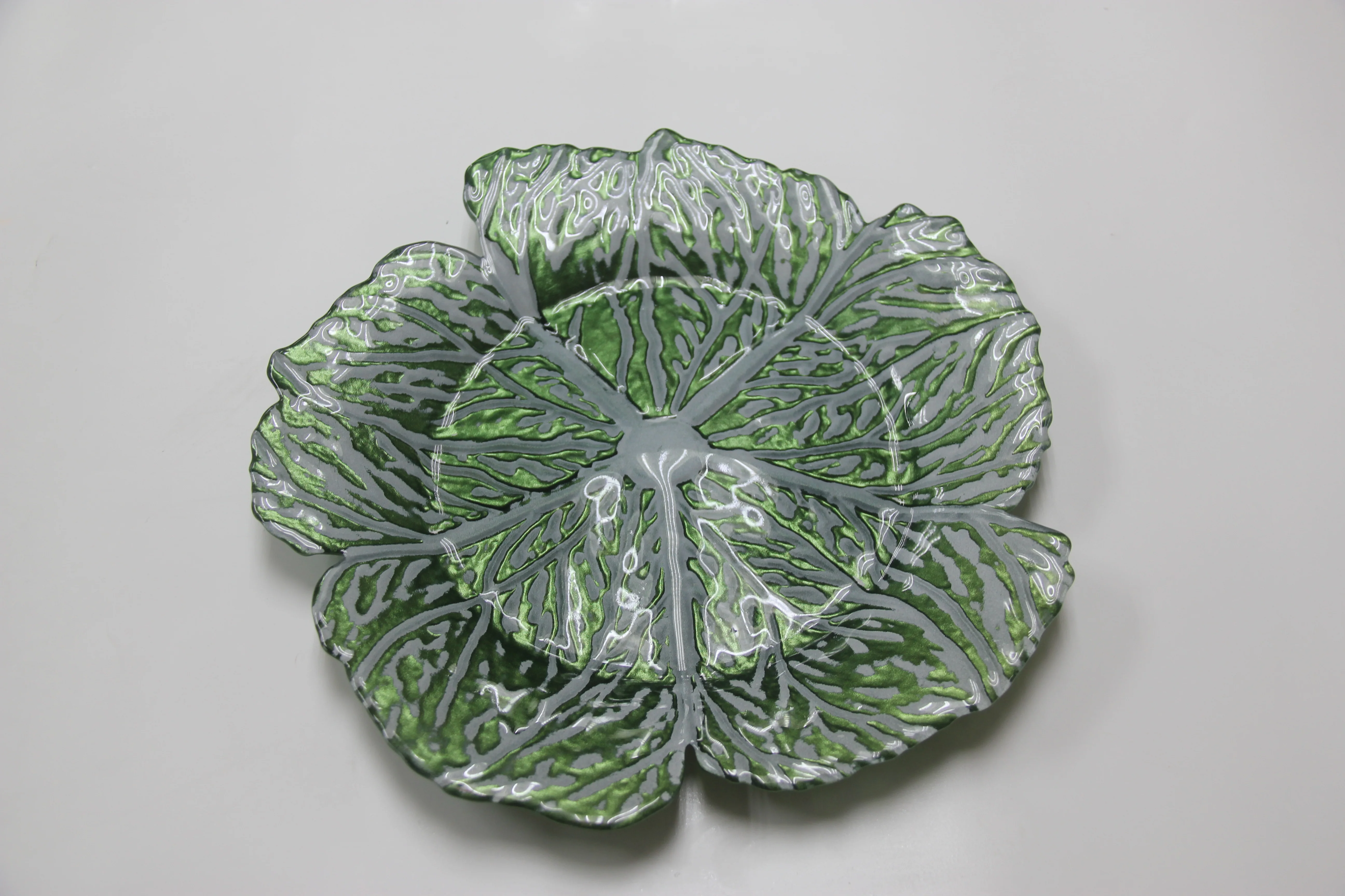 4 pc/set Green Cabbage Glass 13" Charger Plate - Image 5