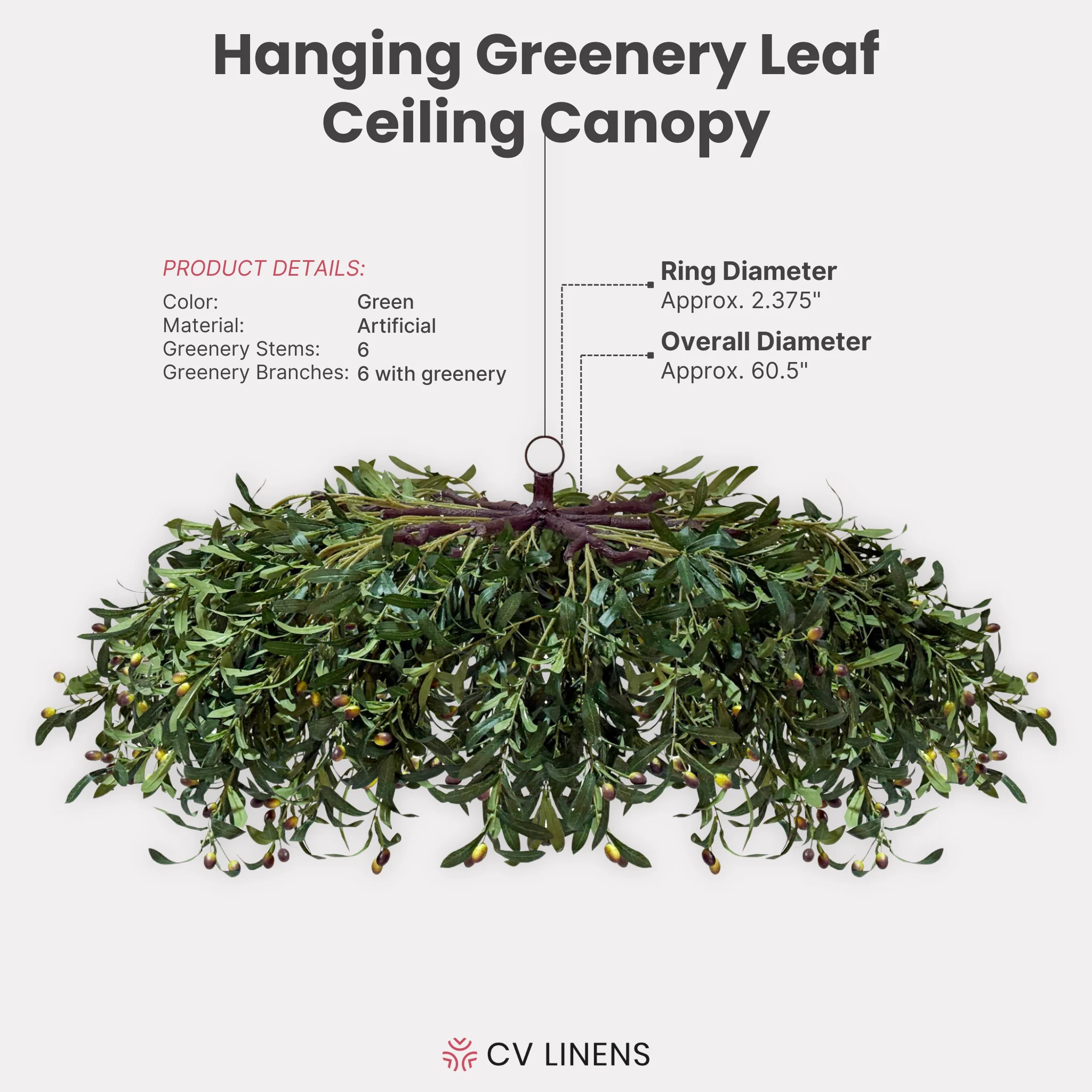 Hanging Greenery Leaf Ceiling Canopy - Image 3