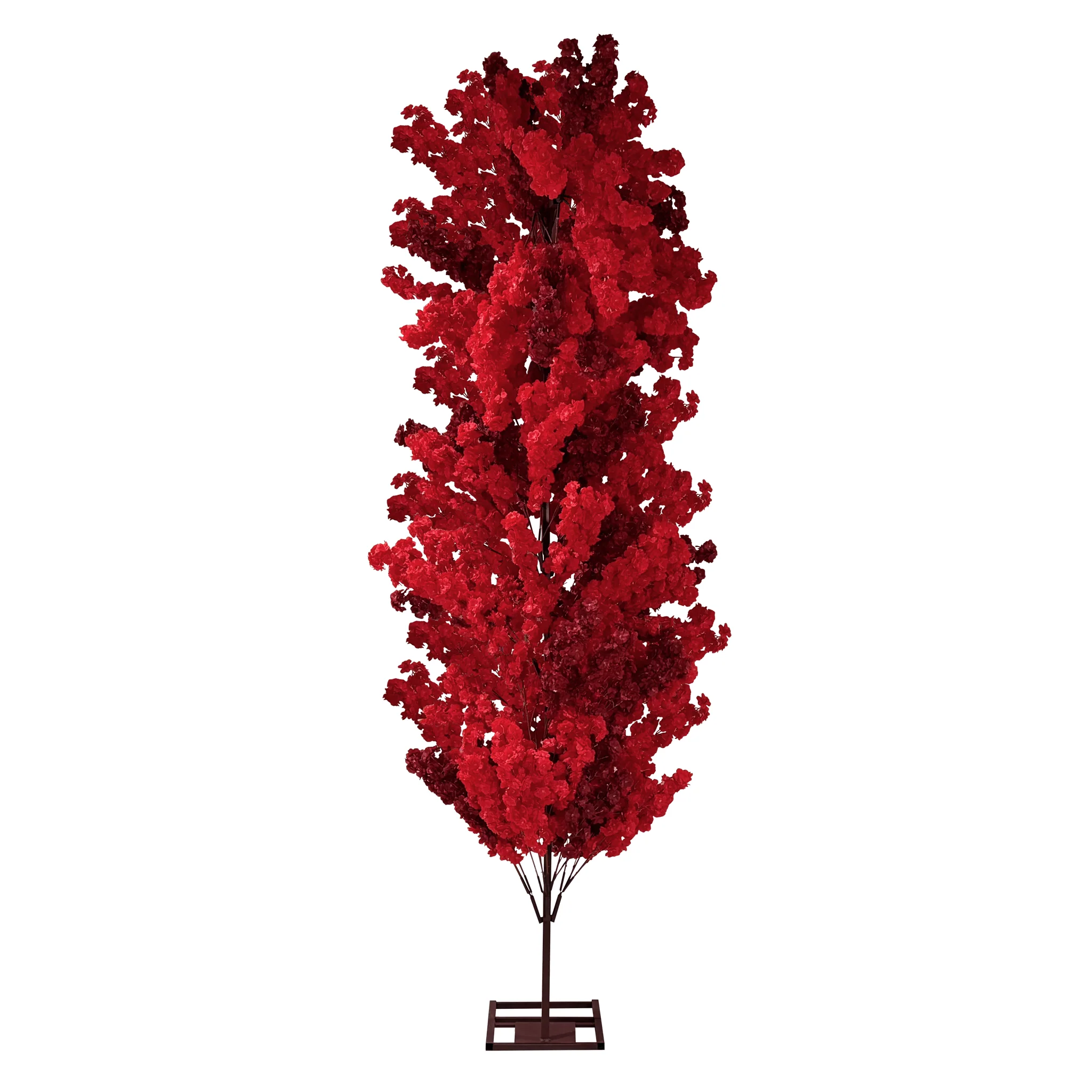 9.5ft Heart Shaped Cherry Blossom Wedding Arch Backdrop (2pc/set) - Red - Image 10
