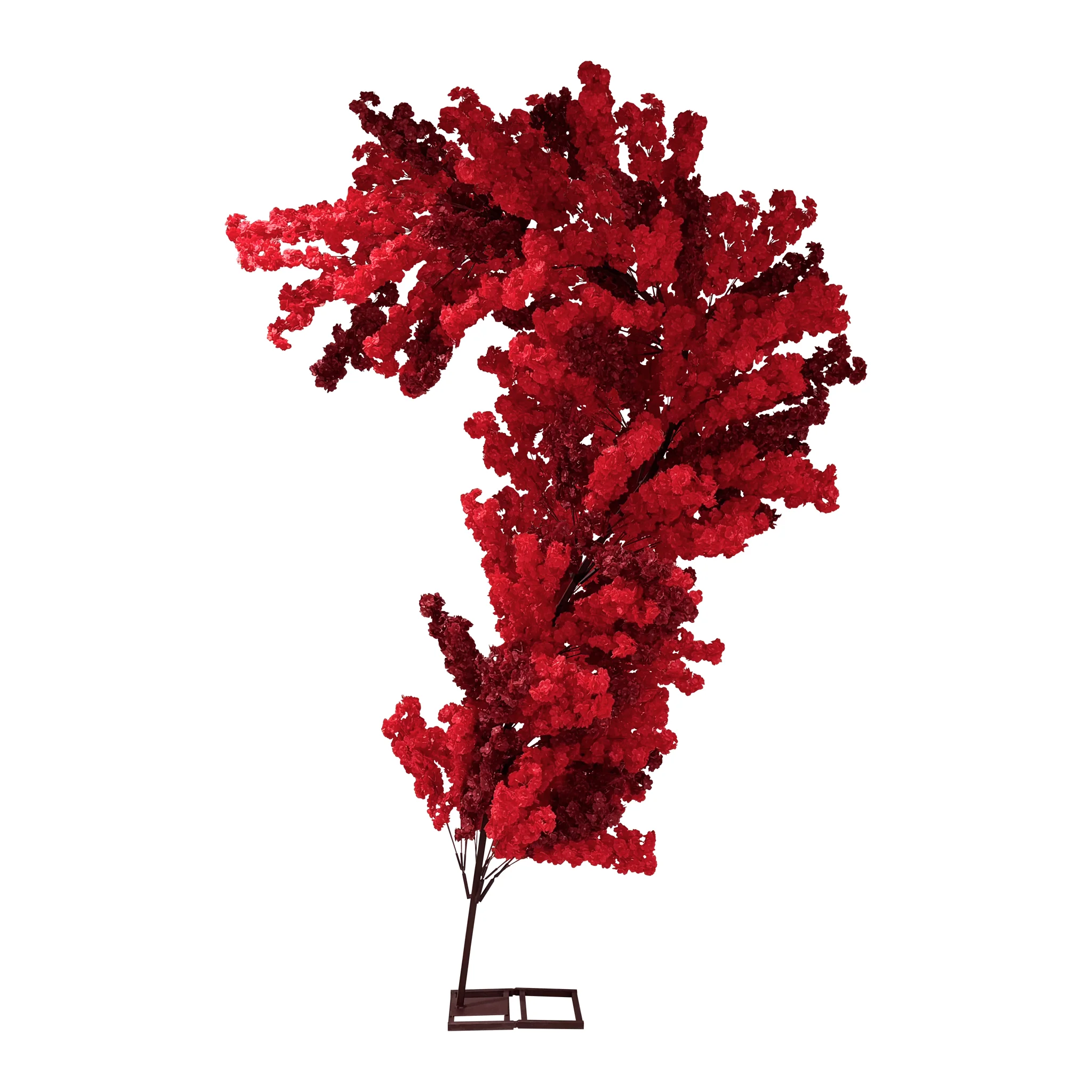 9.5ft Heart Shaped Cherry Blossom Wedding Arch Backdrop (2pc/set) - Red - Image 12