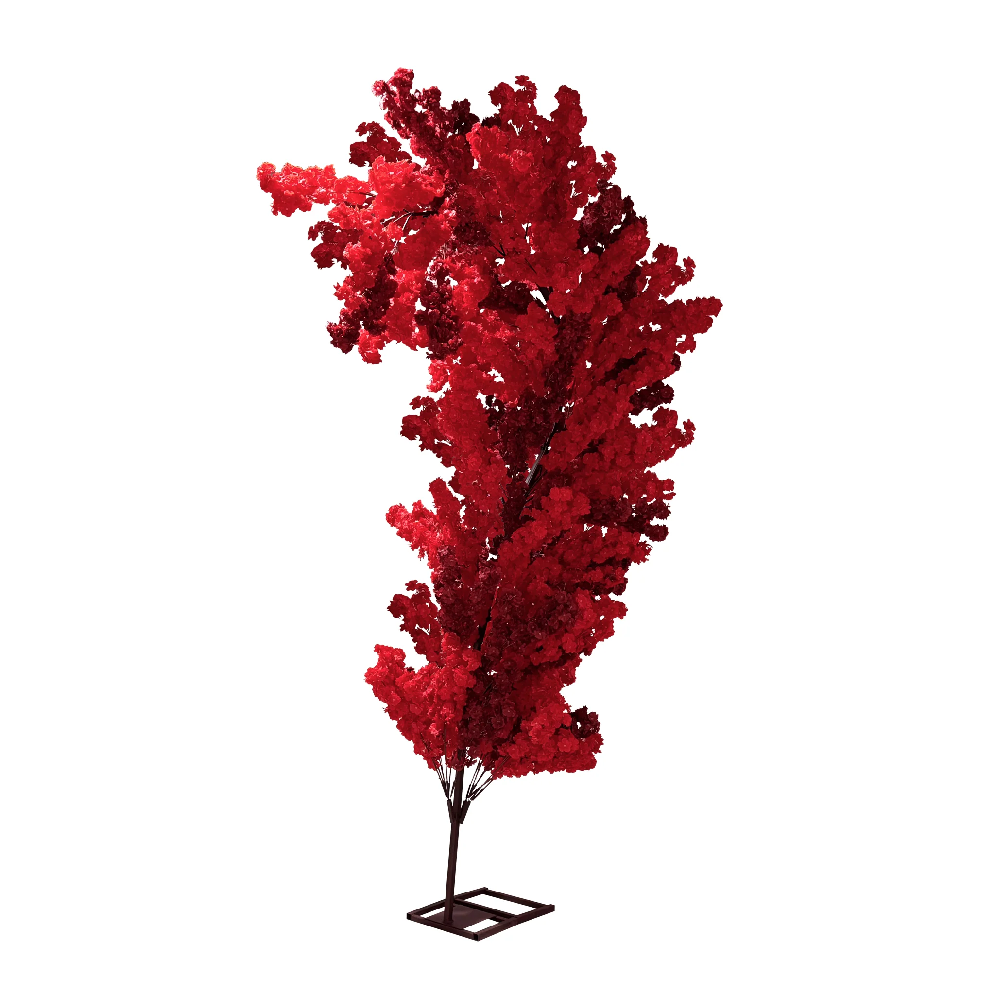 9.5ft Heart Shaped Cherry Blossom Wedding Arch Backdrop (2pc/set) - Red - Image 3