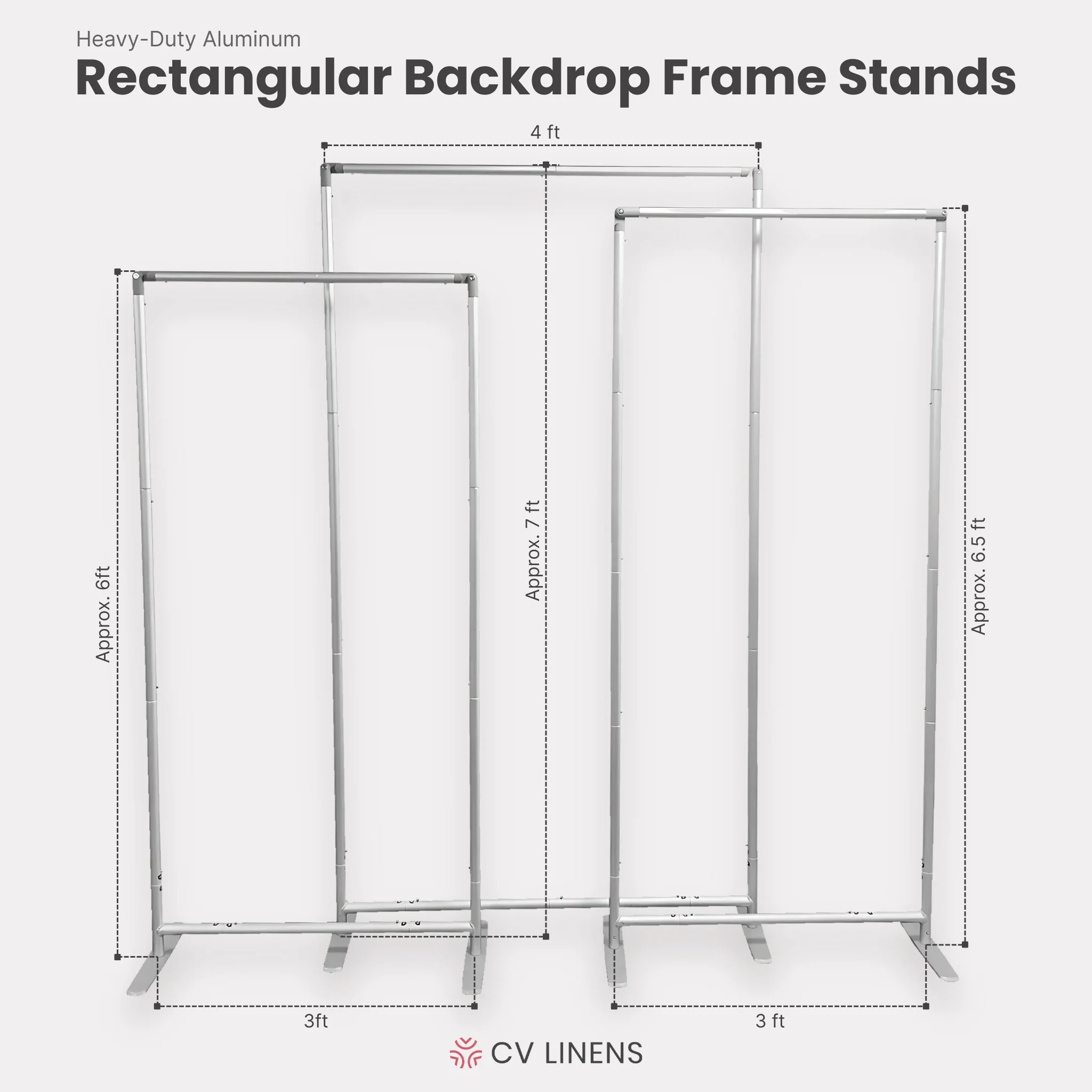 3 pc/set Heavy Duty Rectangular Backdrop Frame Stands - Silver - Image 8