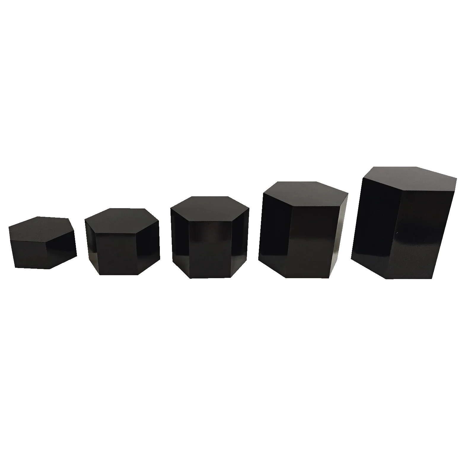 Black Hexagon Pedestal Cake/Dessert Display Stands 5 pcs/set - Image 4