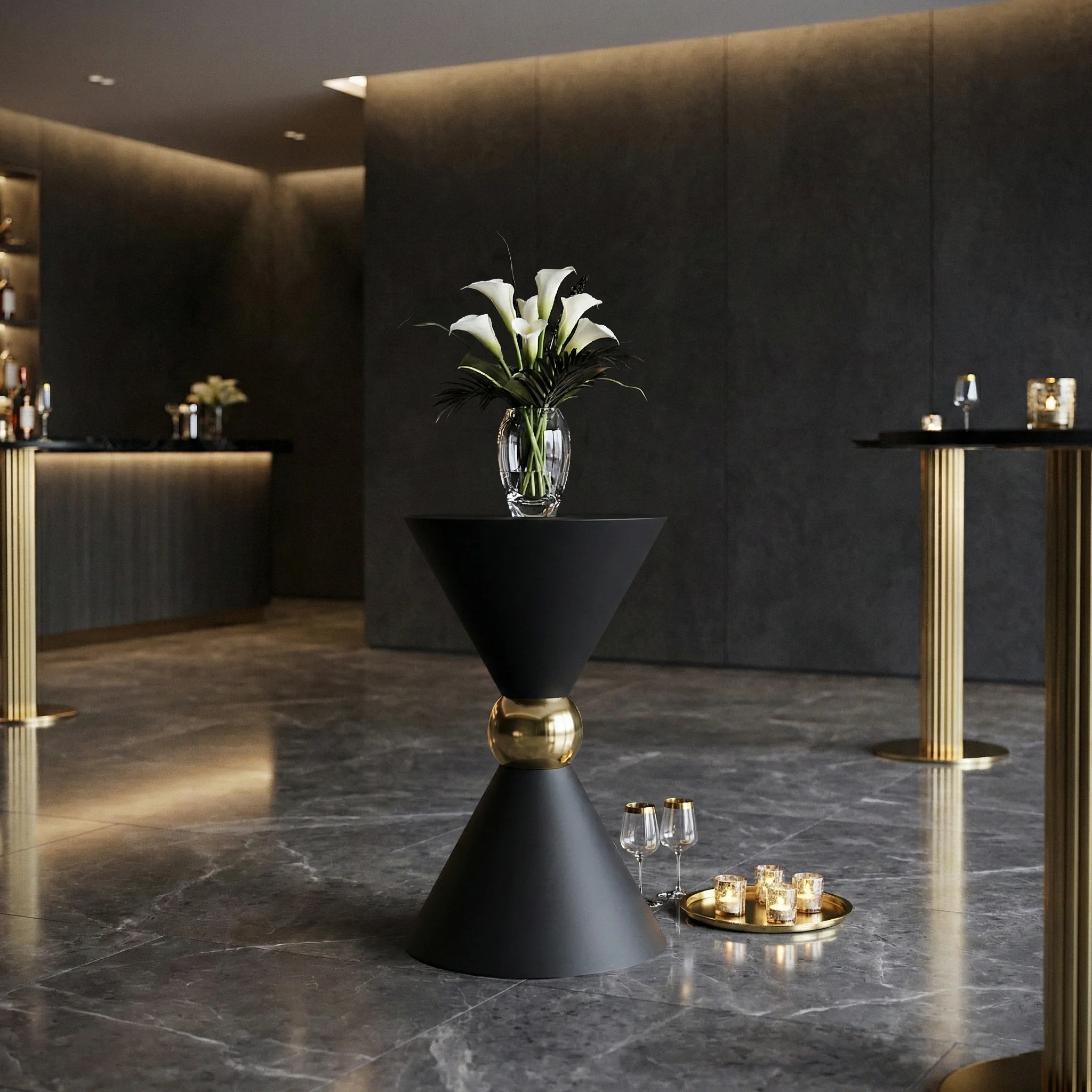 31" Tall Hourglass Plinth Pedestal Stand - Black - Image 6