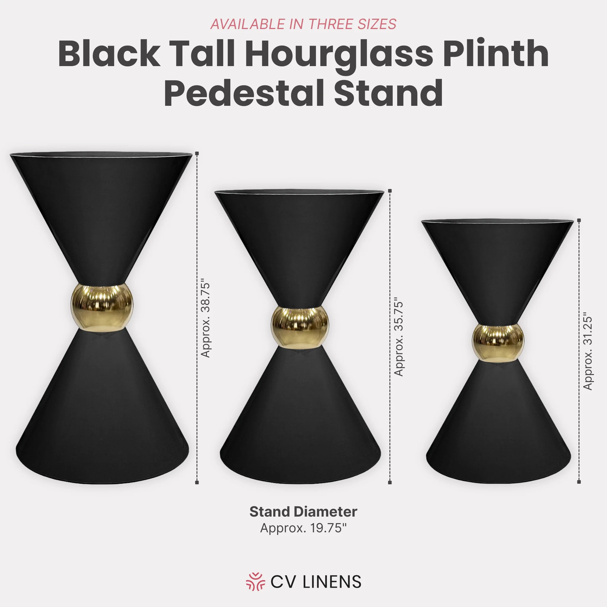 31" Tall Hourglass Plinth Pedestal Stand - Black - Image 9