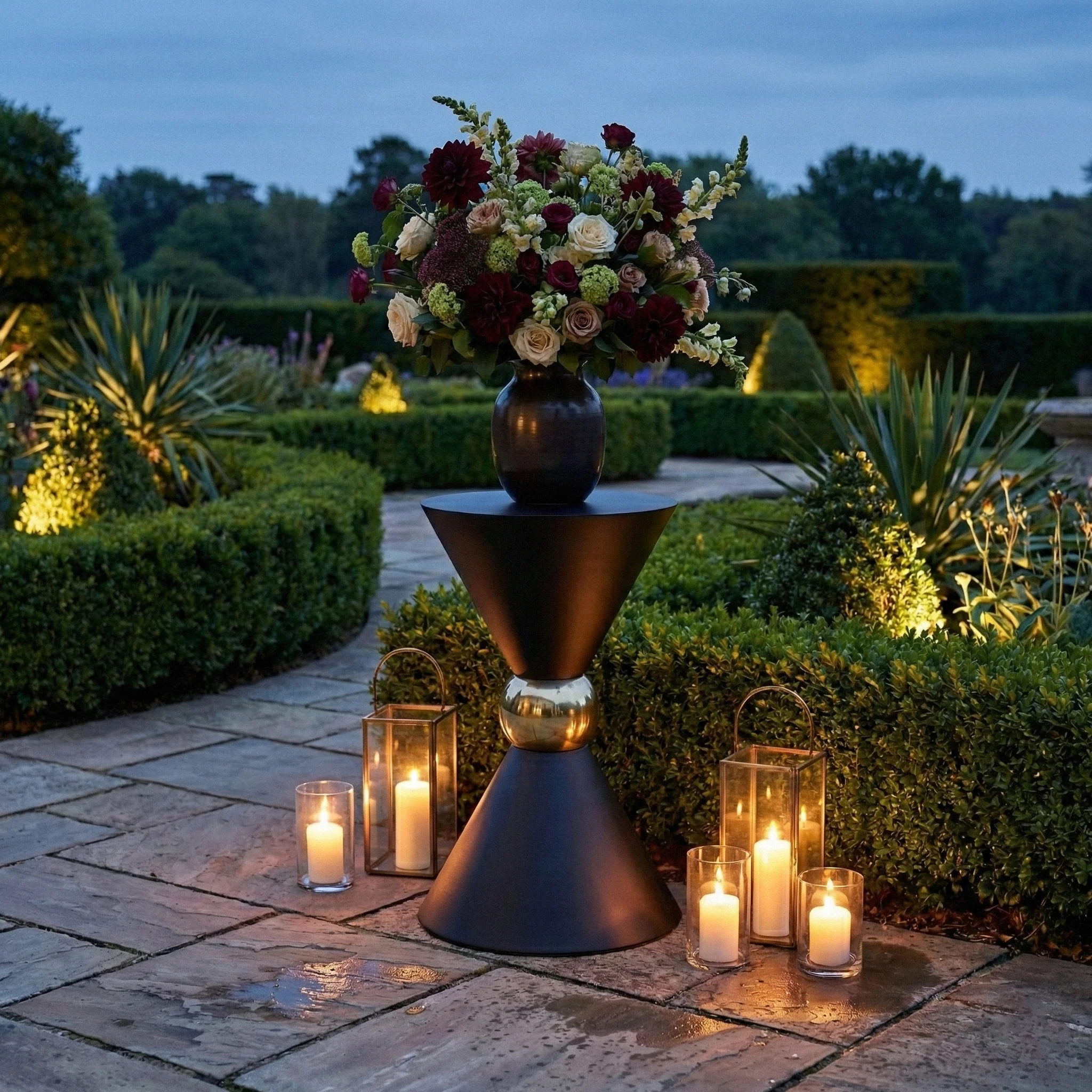35" Tall Hourglass Plinth Pedestal Stand - Black - Image 6