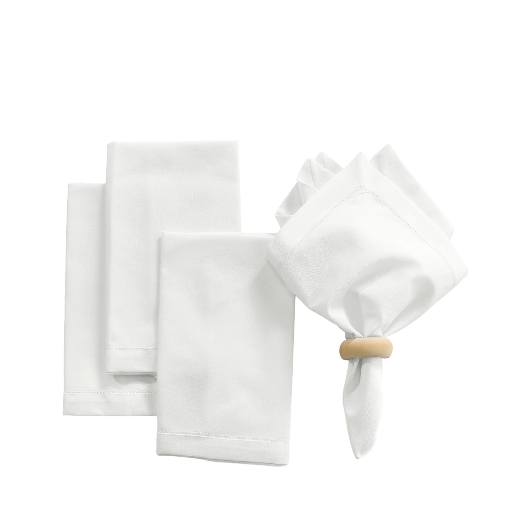 Ivory Hemstitch Linen Napkins 20"x20" (Set of 4)
