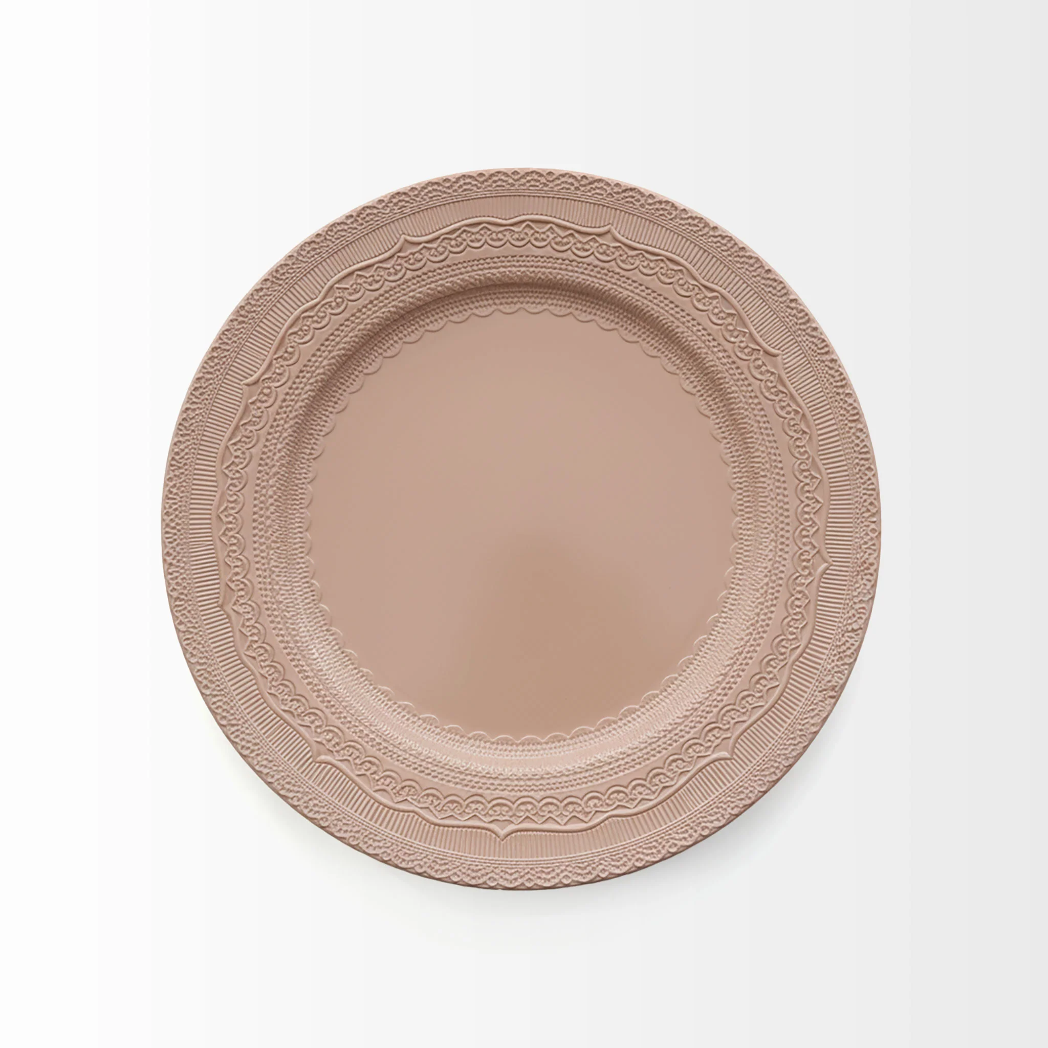 Lace Embossed Acrylic Plastic Charger Plate - Pink Blush