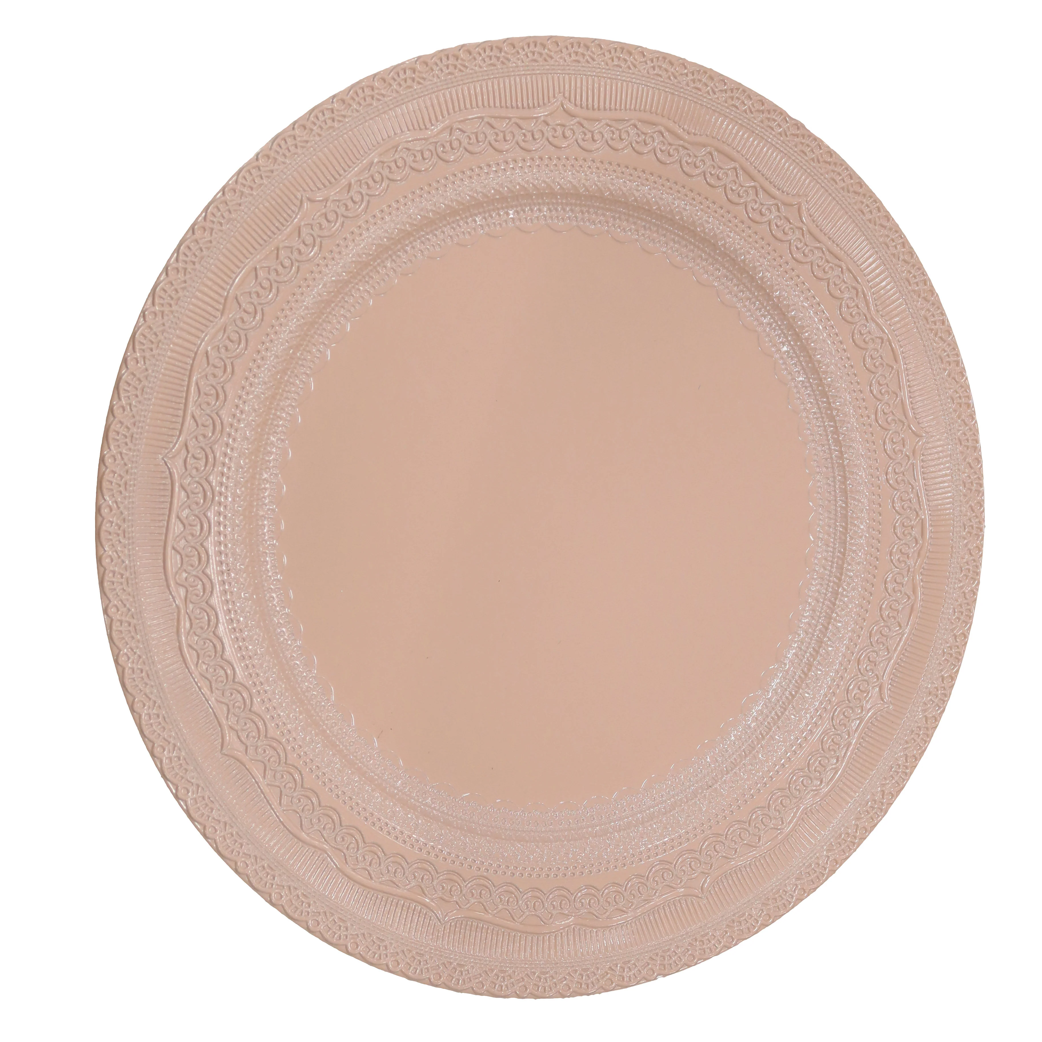 Lace Embossed Acrylic Plastic Charger Plate - Pink Blush - Image 6