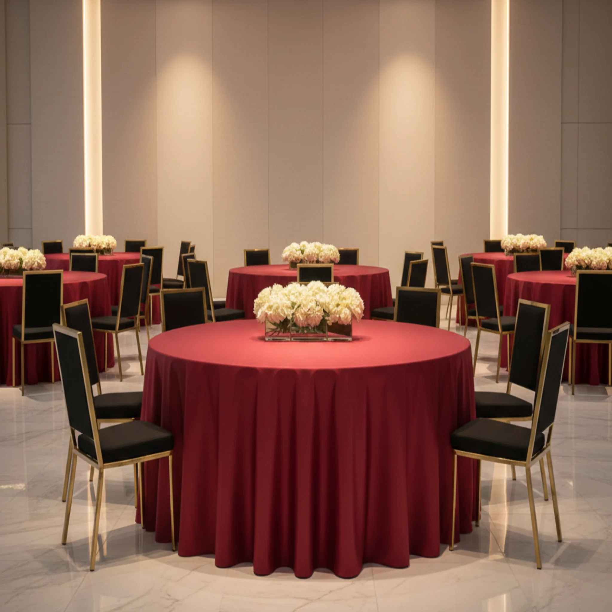 Lamour Satin 120" Round Tablecloth - Apple Red - Image 4