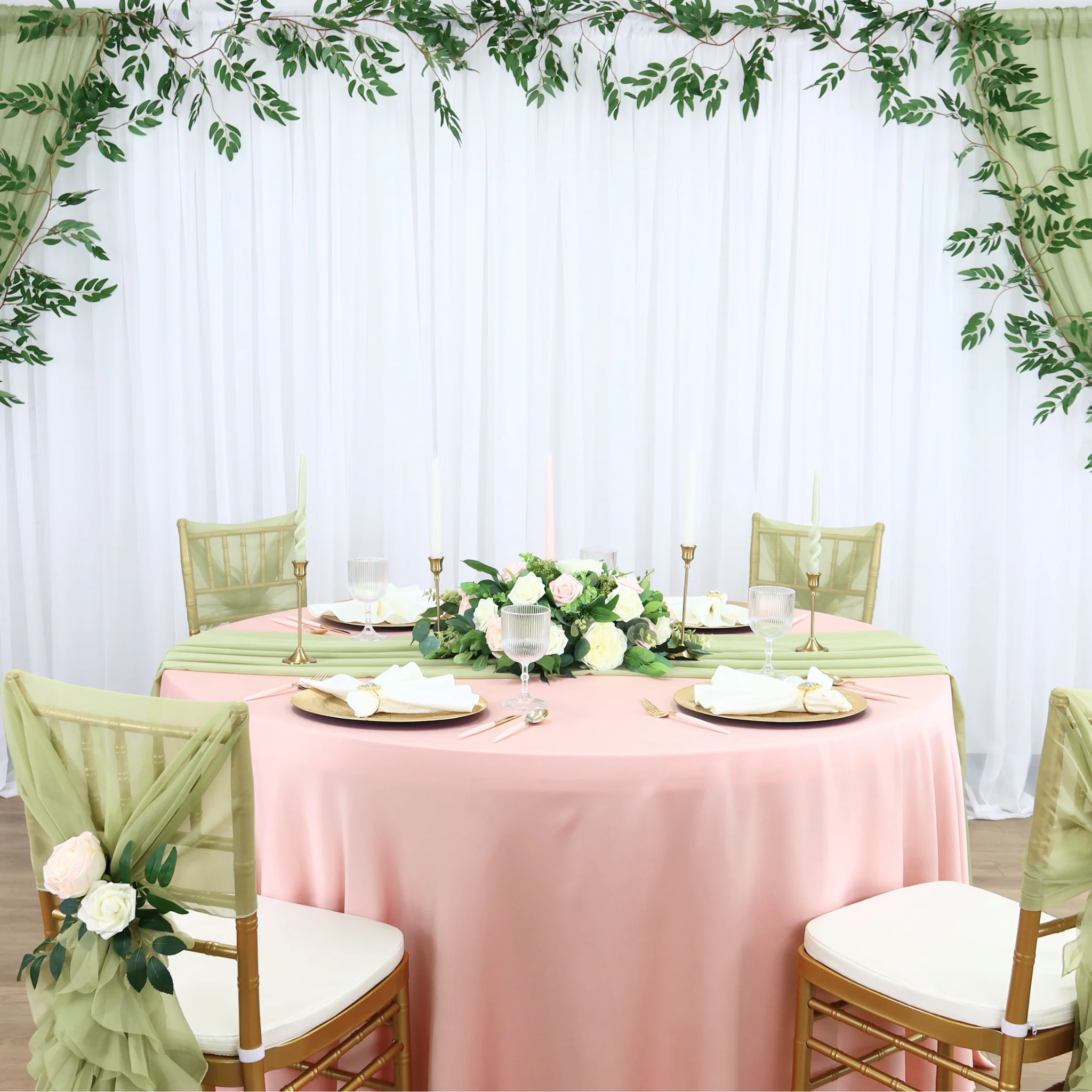 Lamour Satin 120" Round Tablecloth - Blush/Rose Gold - Image 6