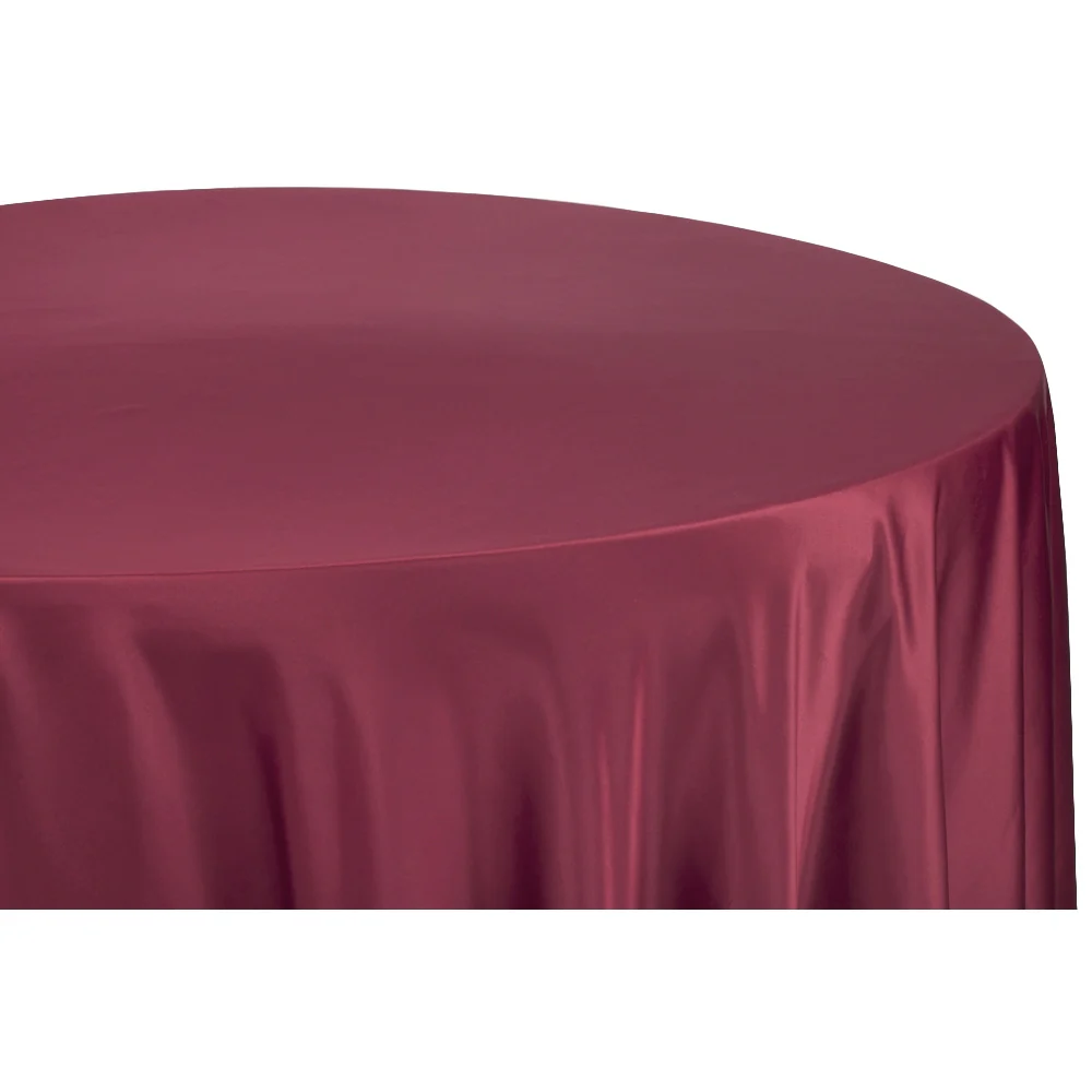 Lamour Satin 120" Round Tablecloth - Burgundy - Image 2