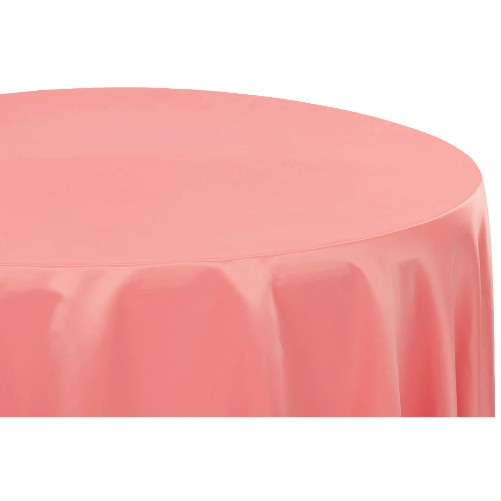 Lamour Satin 120" Round Tablecloth - Coral - Image 2