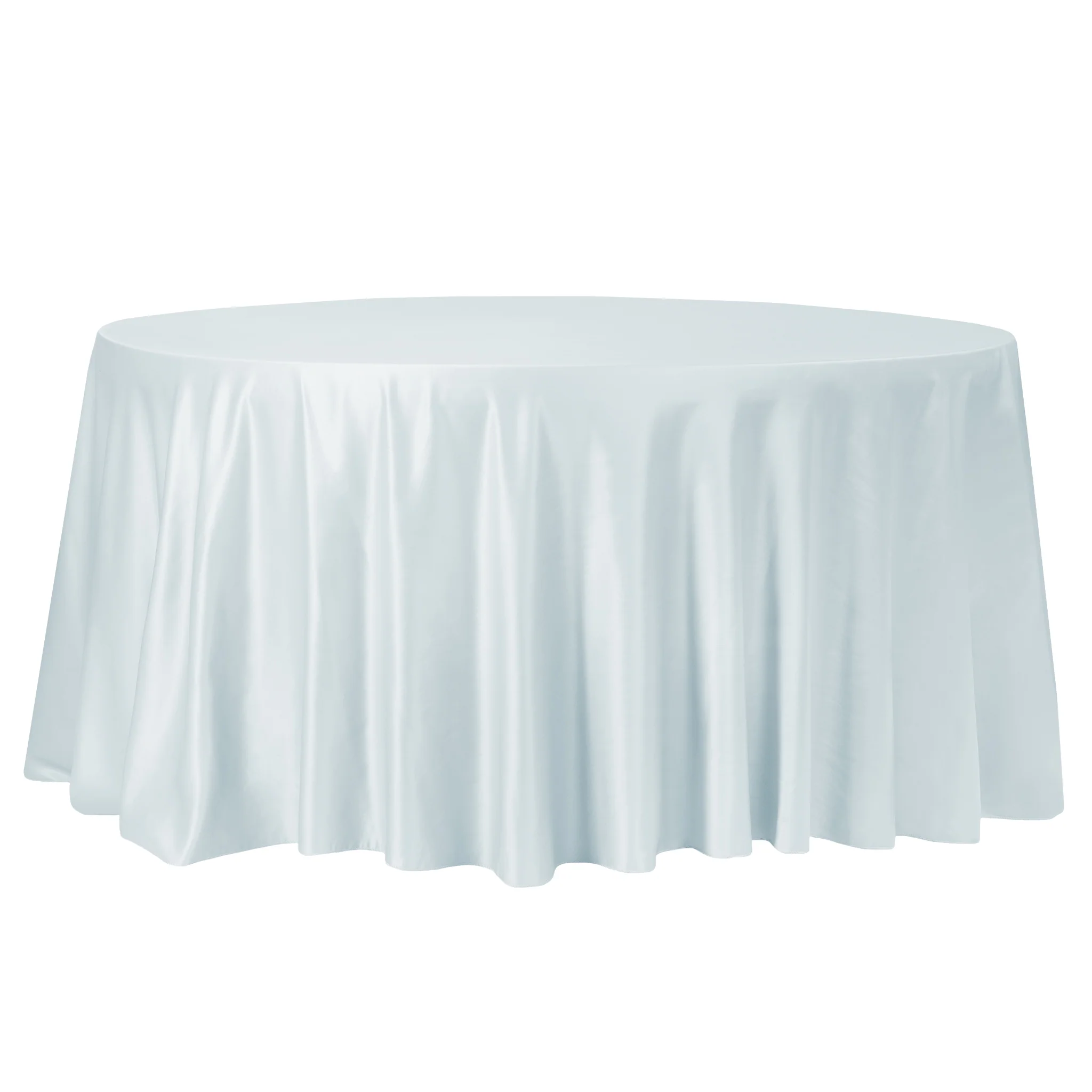 Lamour Satin 120" Round Tablecloth - Dusty Blue