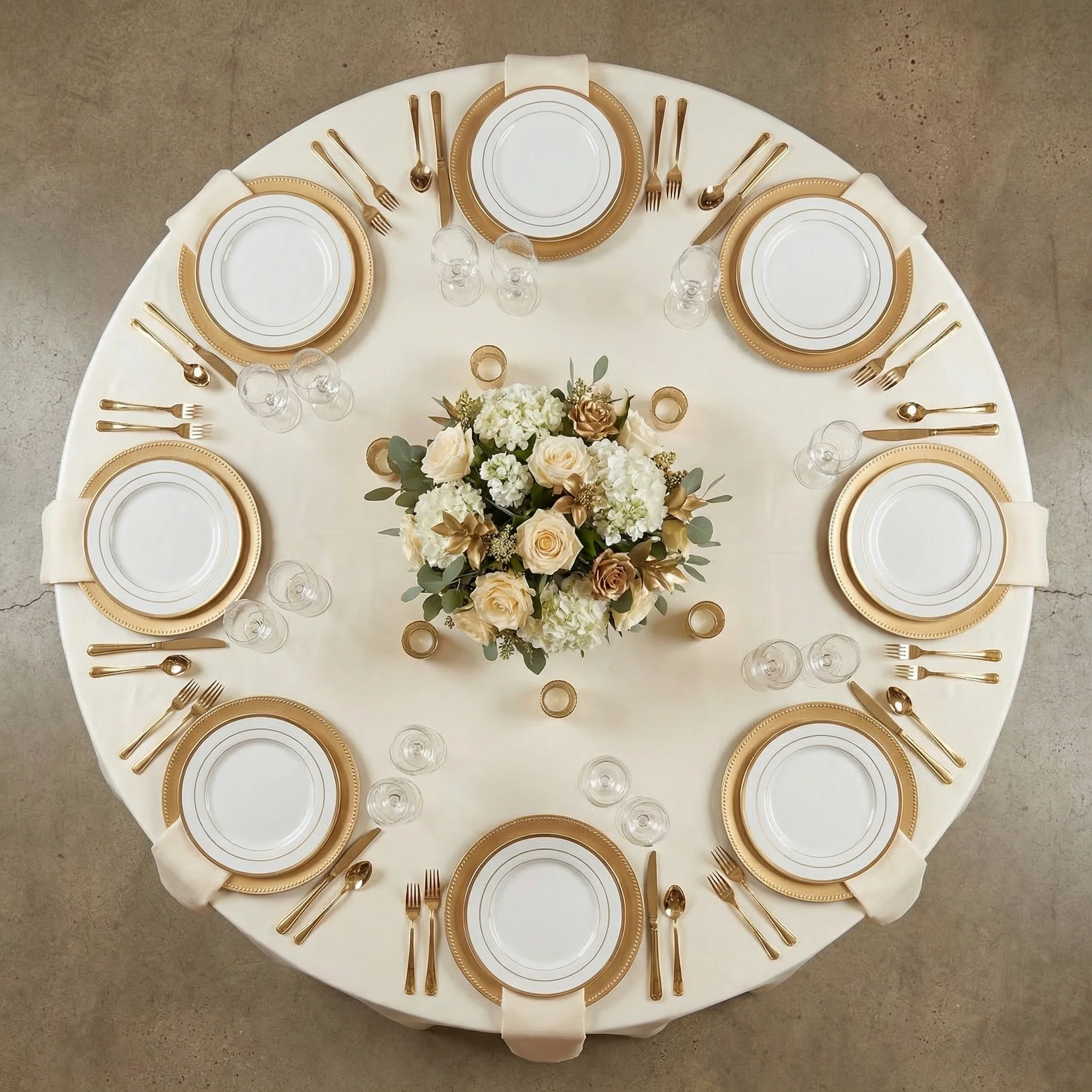 Lamour Satin 120" Round Tablecloth - Ivory - Image 3