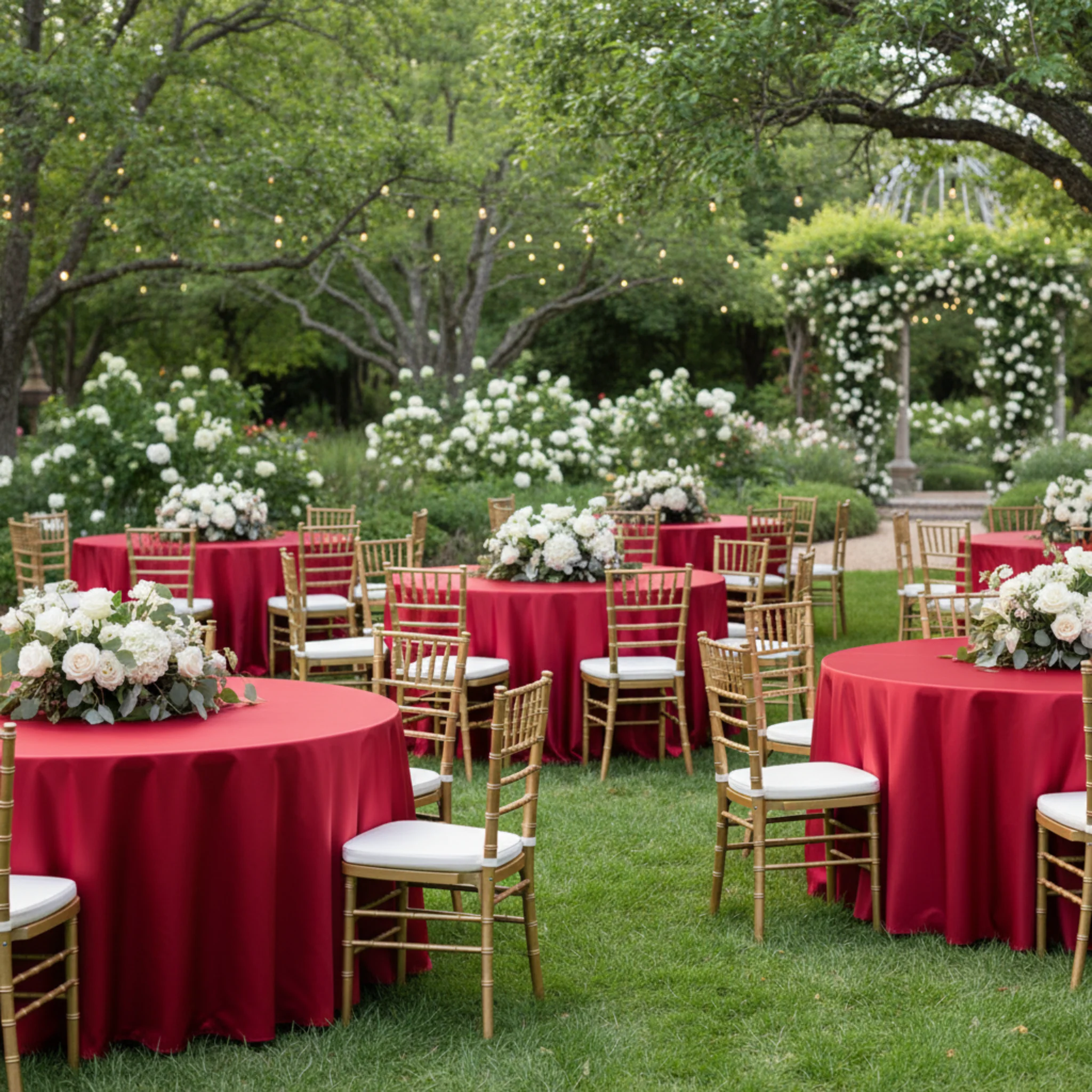 Lamour Satin 120" Round Tablecloth - Red - Image 5