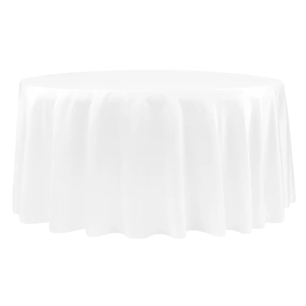 Lamour Satin 120" Round Tablecloth - White