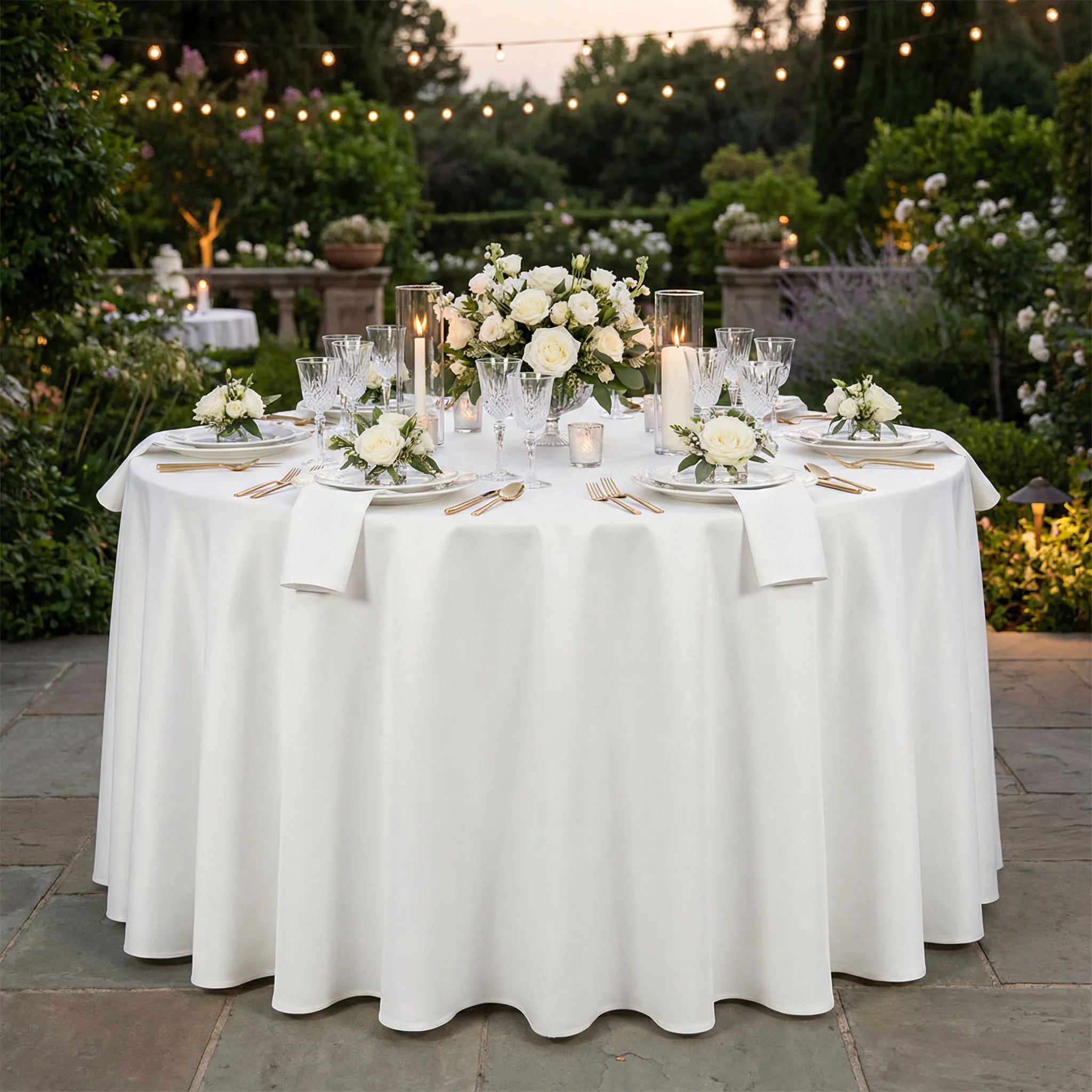 Lamour Satin 120" Round Tablecloth - White - Image 2