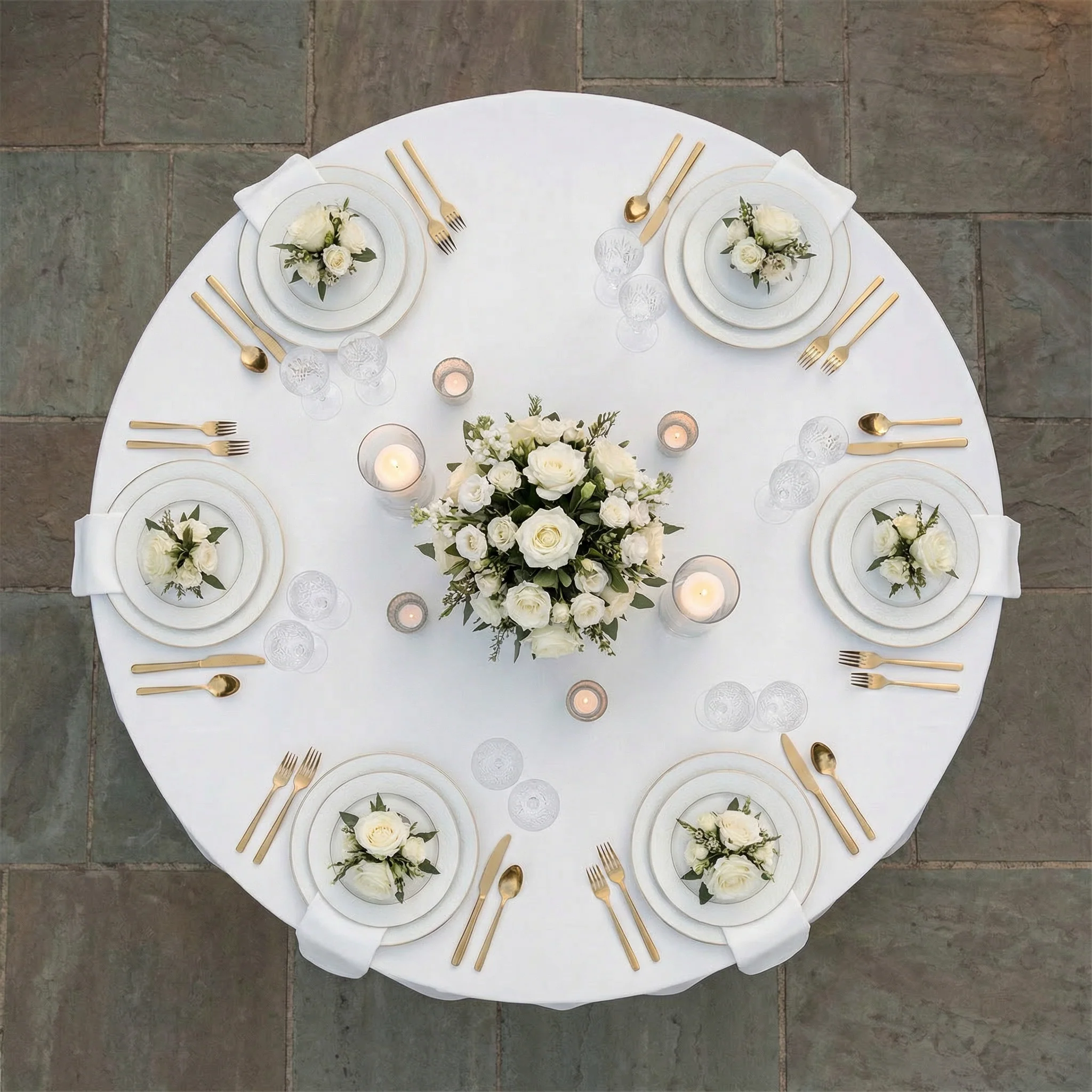 Lamour Satin 120" Round Tablecloth - White - Image 3