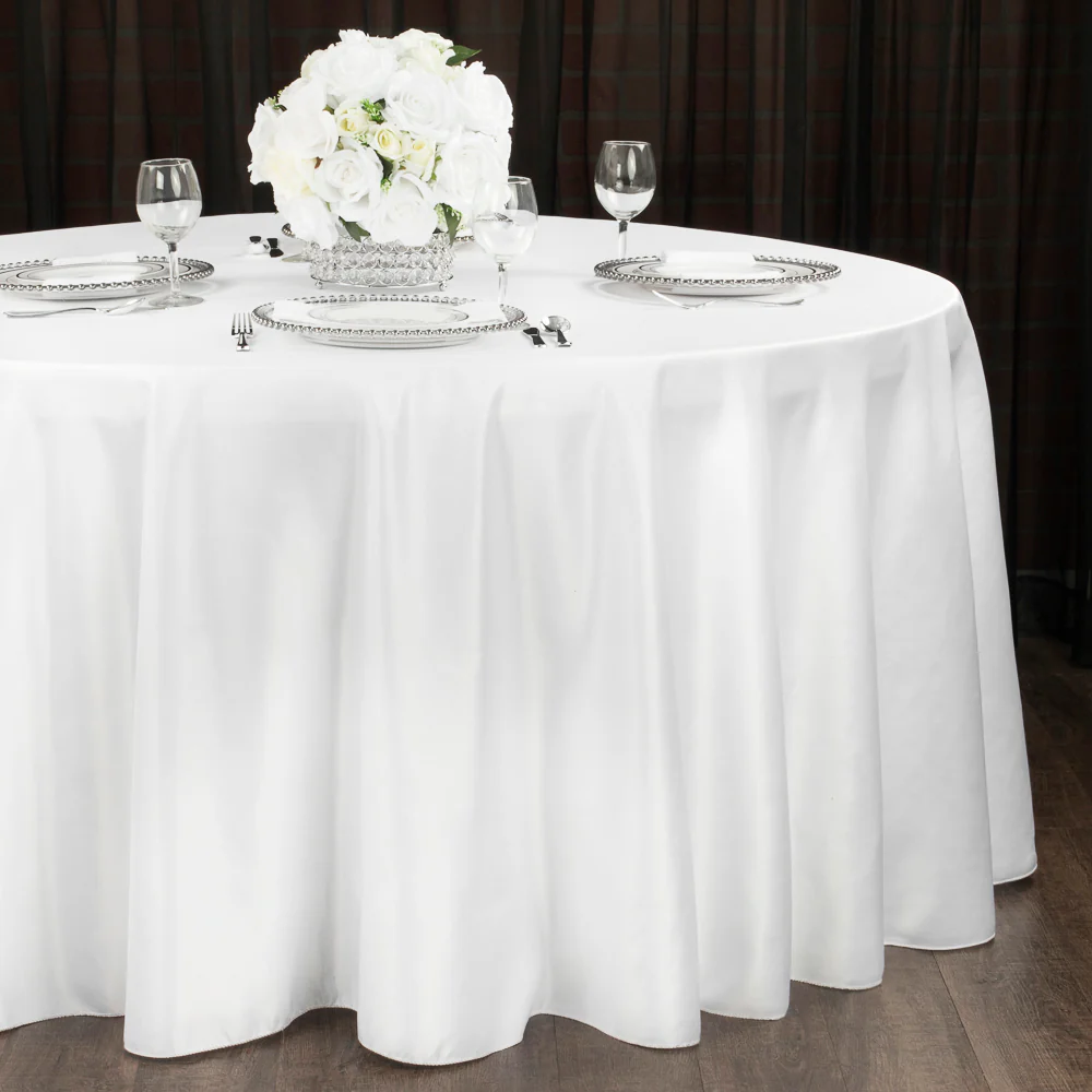 Lamour Satin 120" Round Tablecloth - White - Image 5