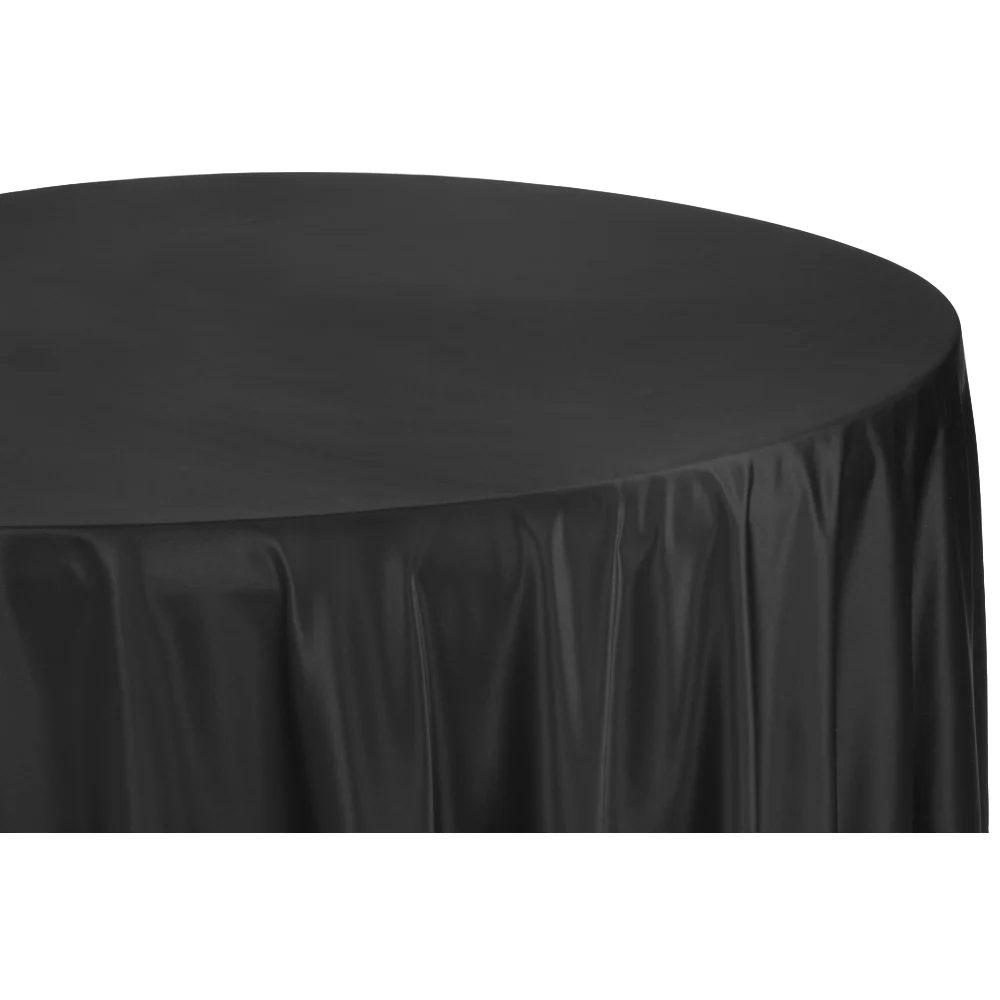 Lamour Satin 132" Round Tablecloth - Black - Image 4