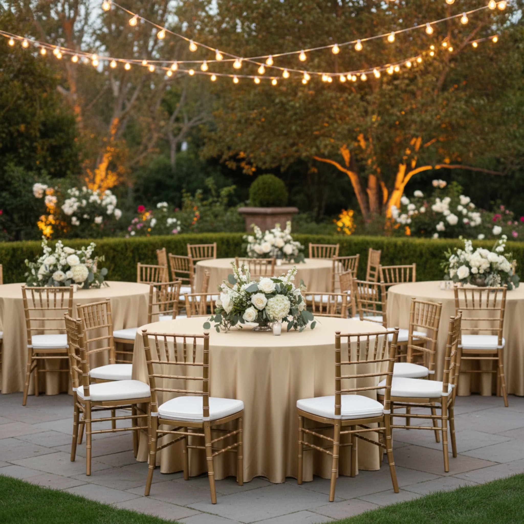 Lamour Satin 132" Round Tablecloth - Champagne - Image 3