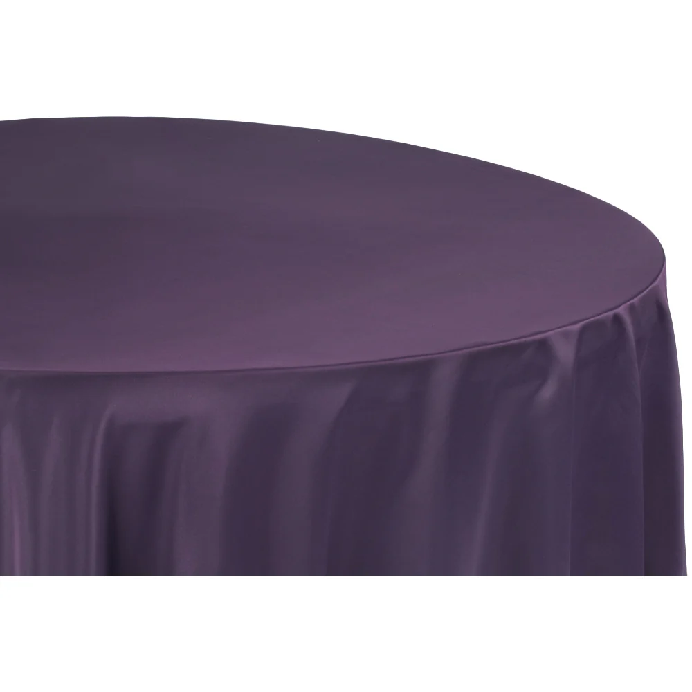 Lamour Satin 132" Round Tablecloth - Eggplant/Plum - Image 2