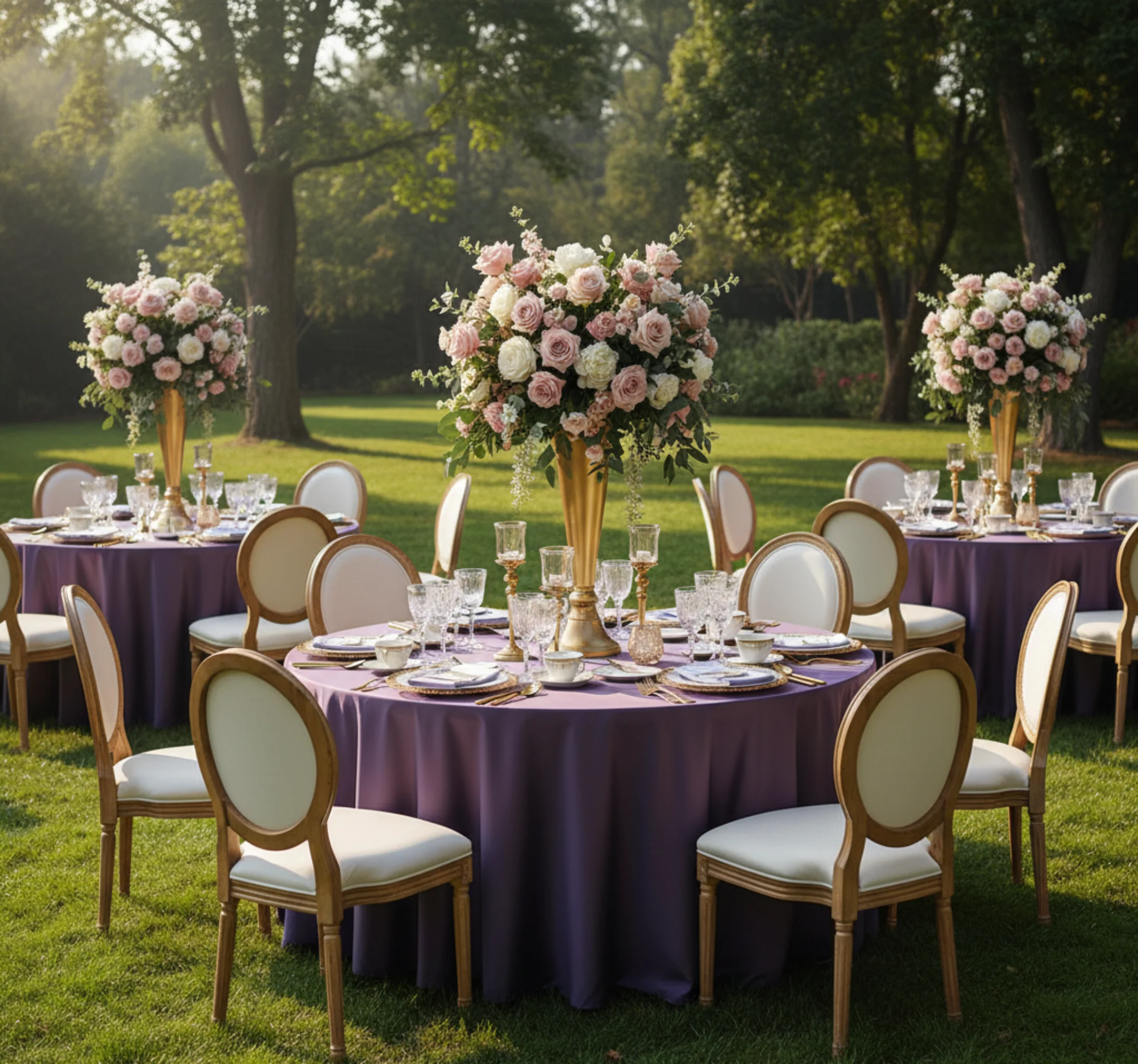 Lamour Satin 132" Round Tablecloth - Eggplant/Plum - Image 4