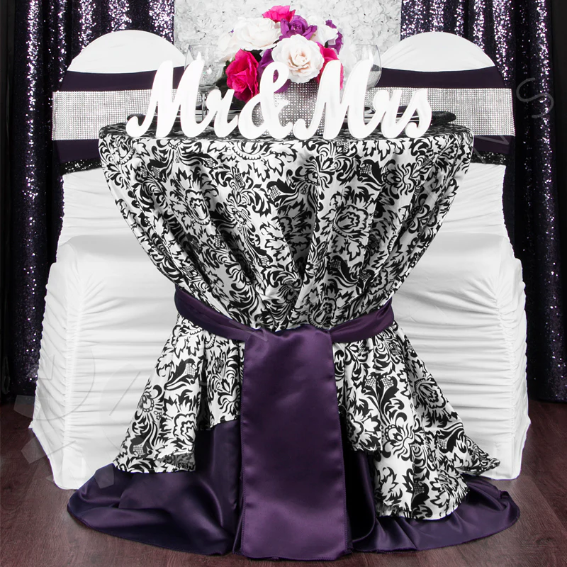 Lamour Satin 132" Round Tablecloth - Eggplant/Plum - Image 6