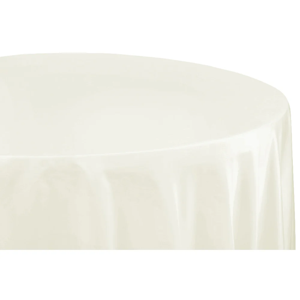 Lamour Satin 132" Round Tablecloth - Ivory - Image 5