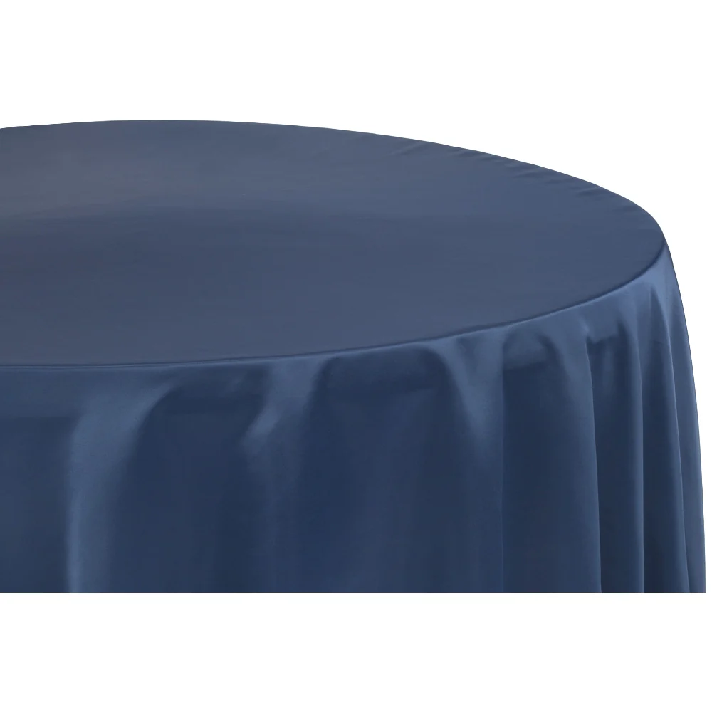 Lamour Satin 132" Round Tablecloth - Navy Blue - Image 2