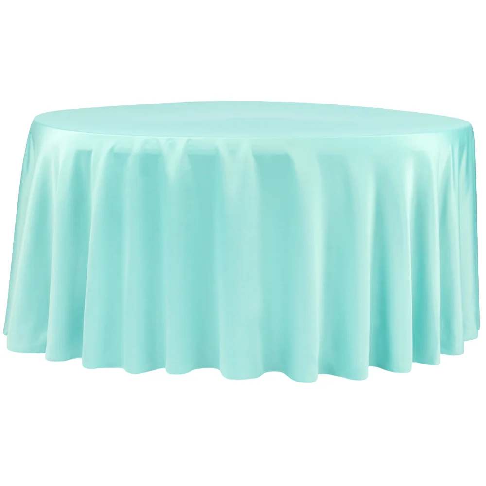 Lamour Satin 132" Round Tablecloth - Turquoise