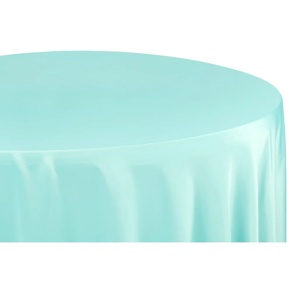 Lamour Satin 132" Round Tablecloth - Turquoise - Image 2
