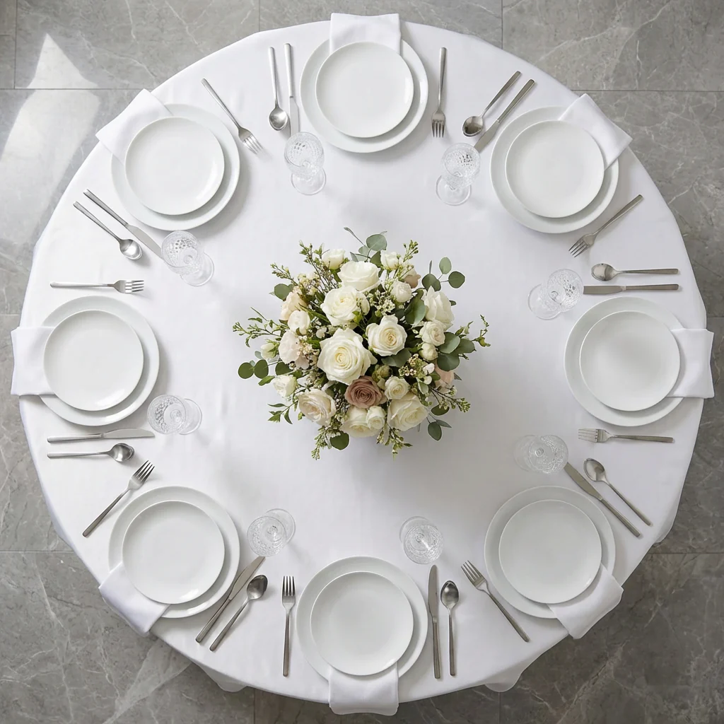 Lamour Satin 132" Round Tablecloth - White - Image 3