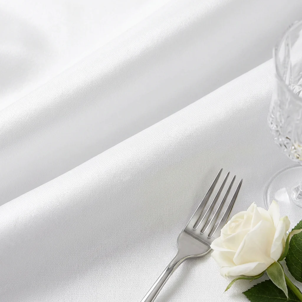 Lamour Satin 132" Round Tablecloth - White - Image 6