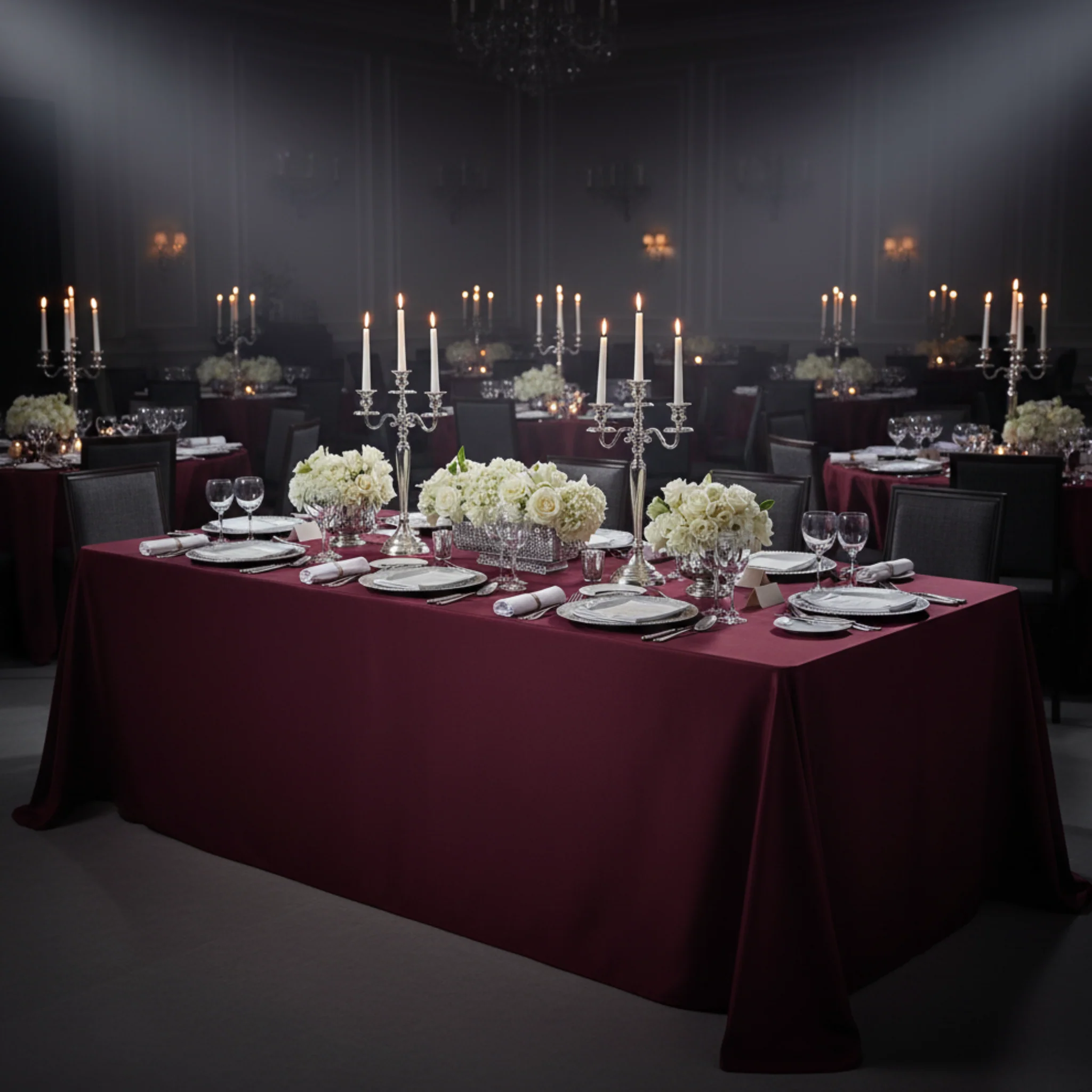 Lamour Satin 90"x132" Rectangular Oblong Tablecloth - Burgundy - Image 4