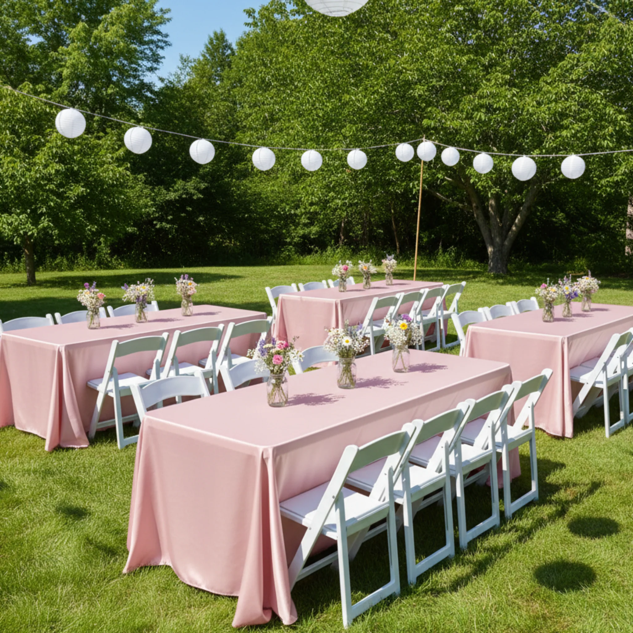Lamour Satin 90"x132" Rectangular Oblong Tablecloth - Dusty Rose/Mauve - Image 4