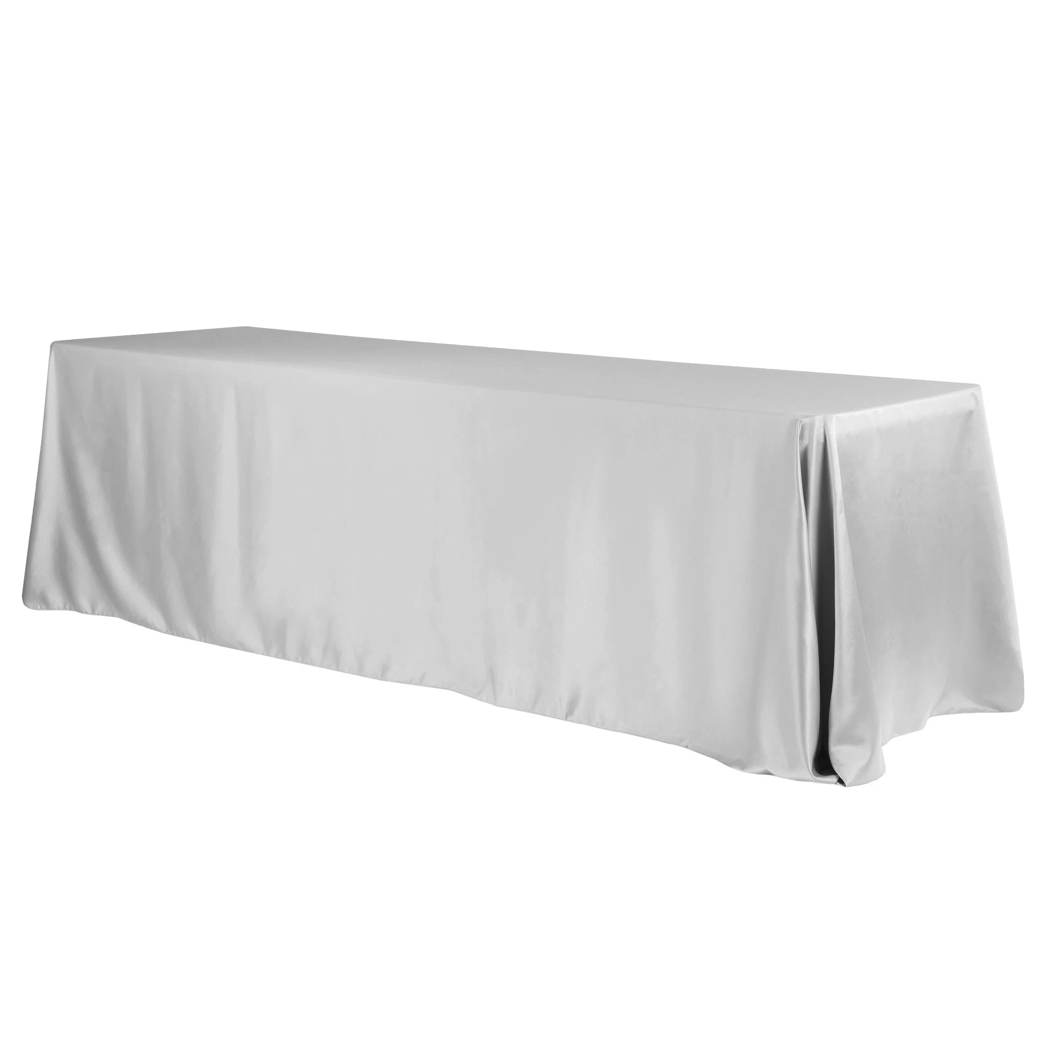 Lamour Satin 90"x132" Rectangular Oblong Tablecloth - Gray/Silver - Image 2