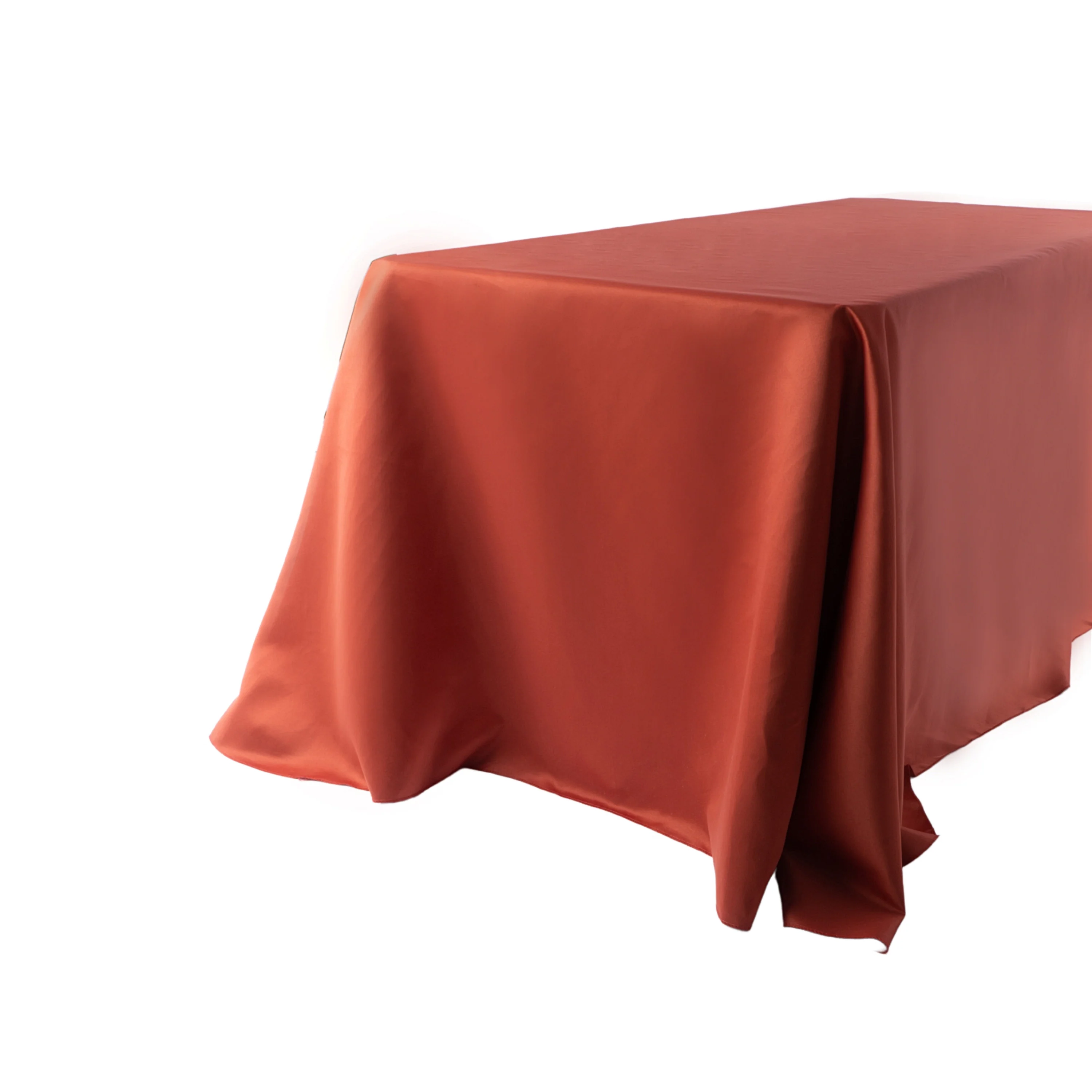 Lamour Satin 90"x132" Rectangular Oblong Tablecloth - Rust - Image 2