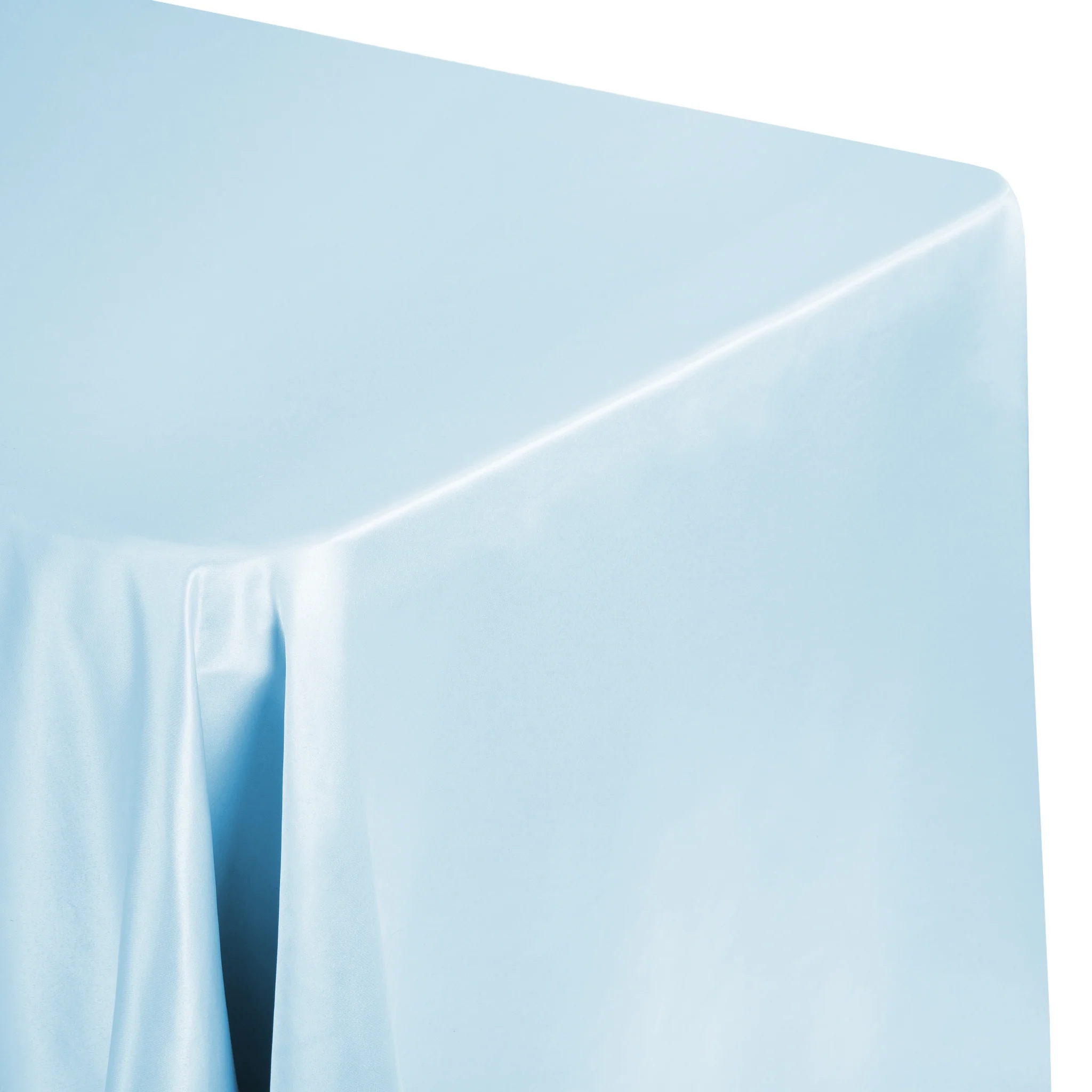 Lamour Satin 90"x156" Rectangular Oblong Tablecloth - Baby Blue - Image 2
