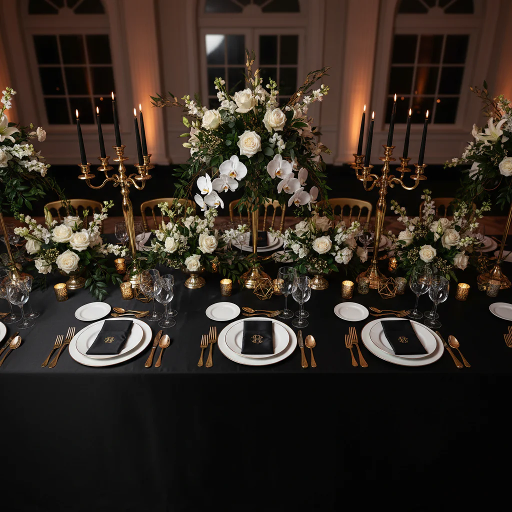 Lamour Satin 90"x156" Rectangular Oblong Tablecloth - Black - Image 2