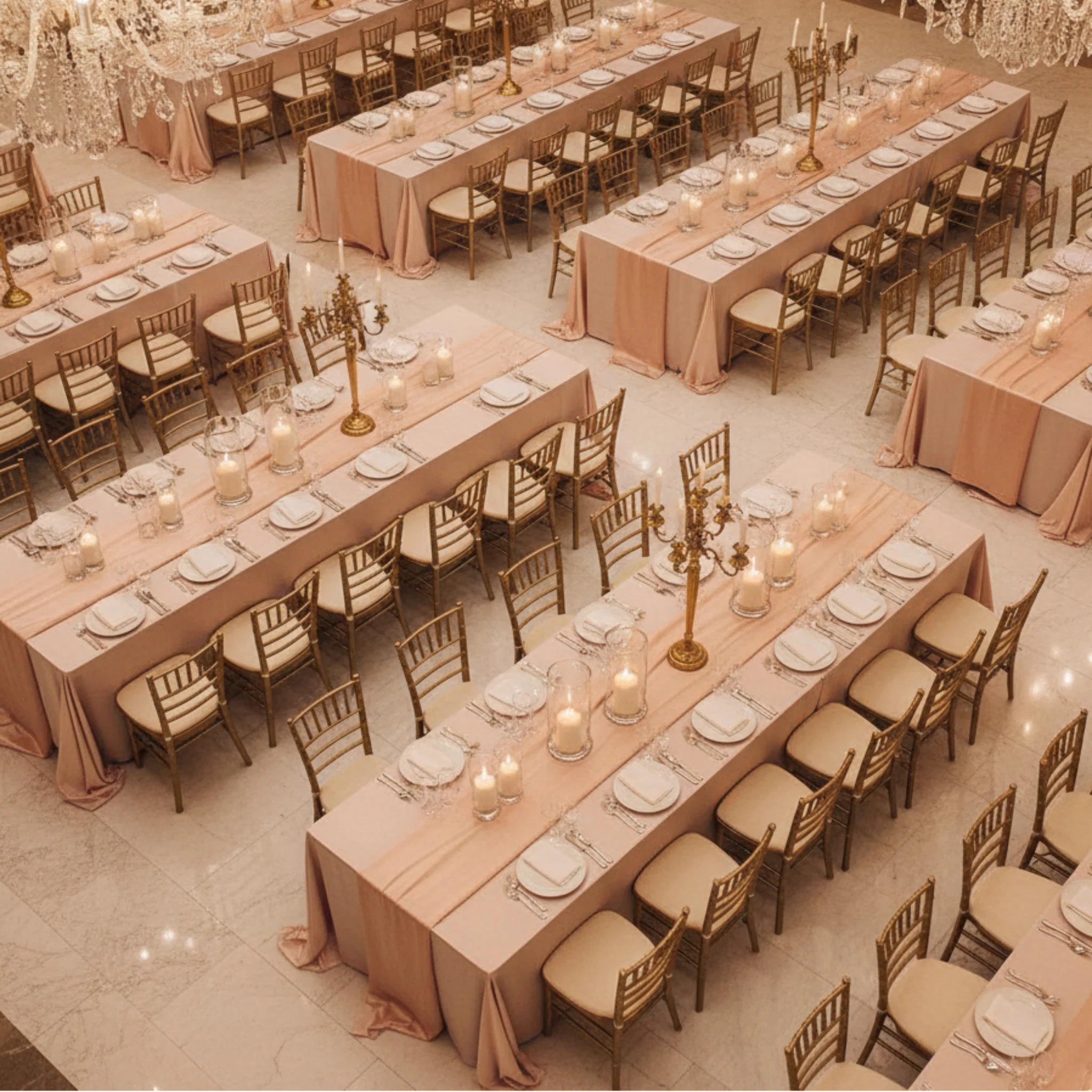 Lamour Satin 90"x156" Rectangular Oblong Tablecloth - Blush/Rose Gold - Image 5