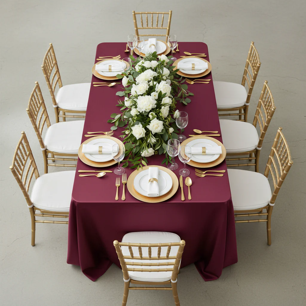 Lamour Satin 90"x156" Rectangular Oblong Tablecloth - Burgundy - Image 4