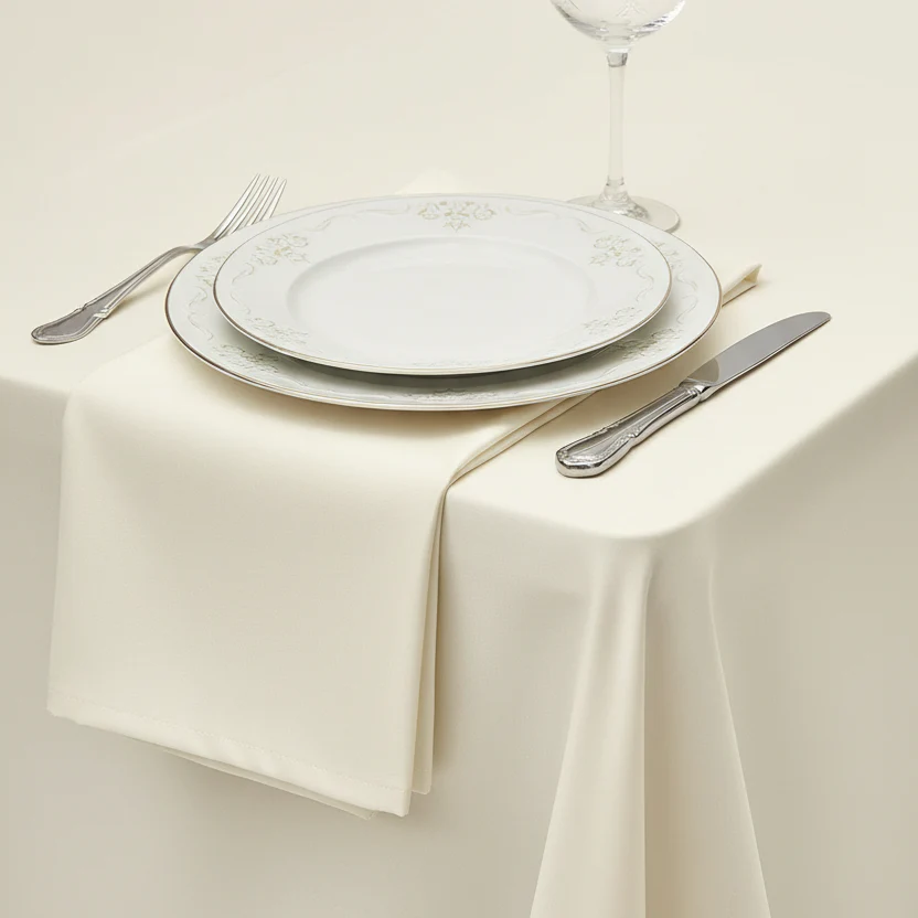 Lamour Satin 90"x156" Rectangular Oblong Tablecloth - Ivory - Image 4