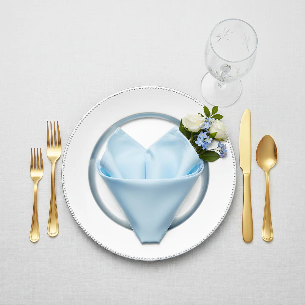 Lamour Satin Napkin 20"x20" - Baby Blue - Image 3
