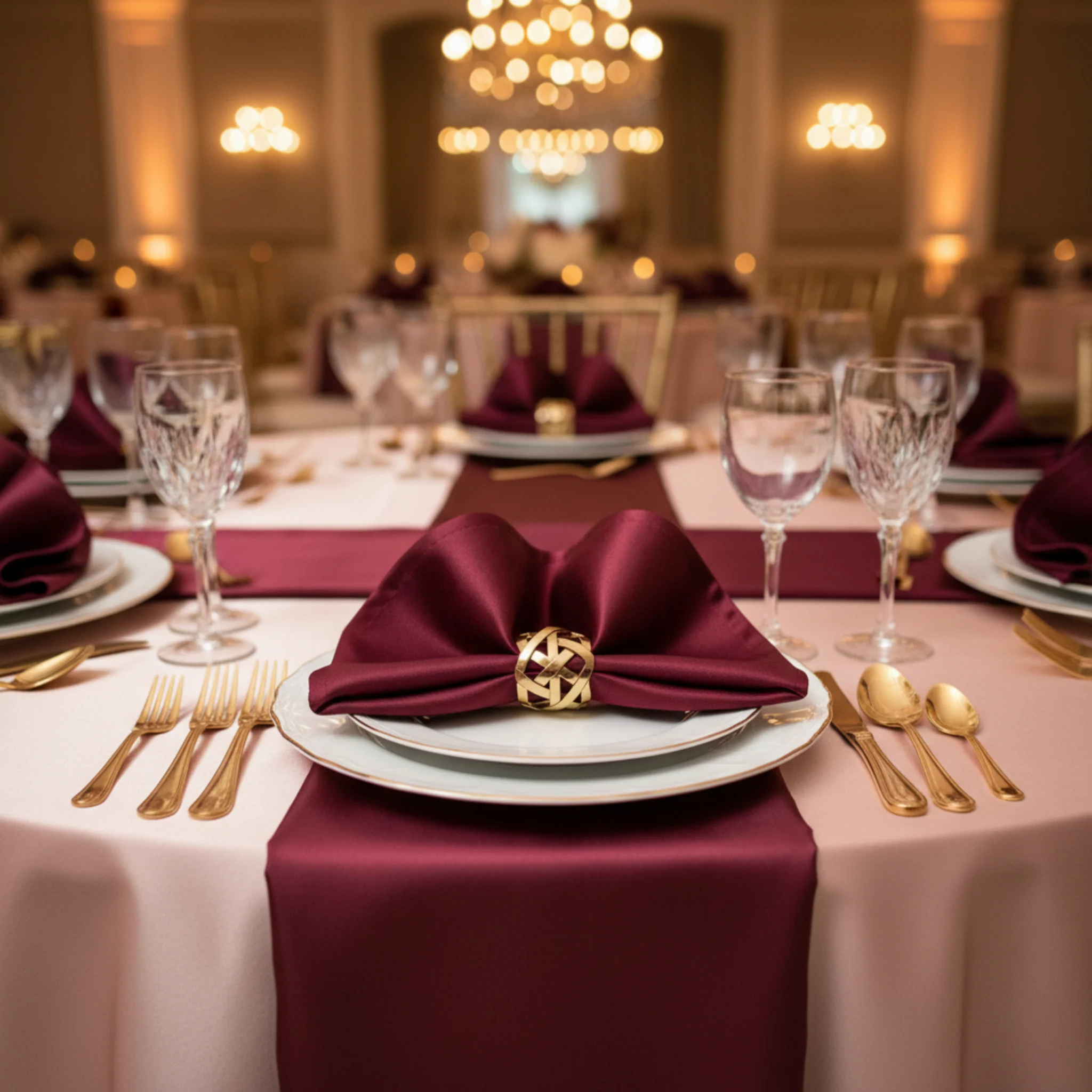 Lamour Satin Napkin 20"x20" - Burgundy - Image 2